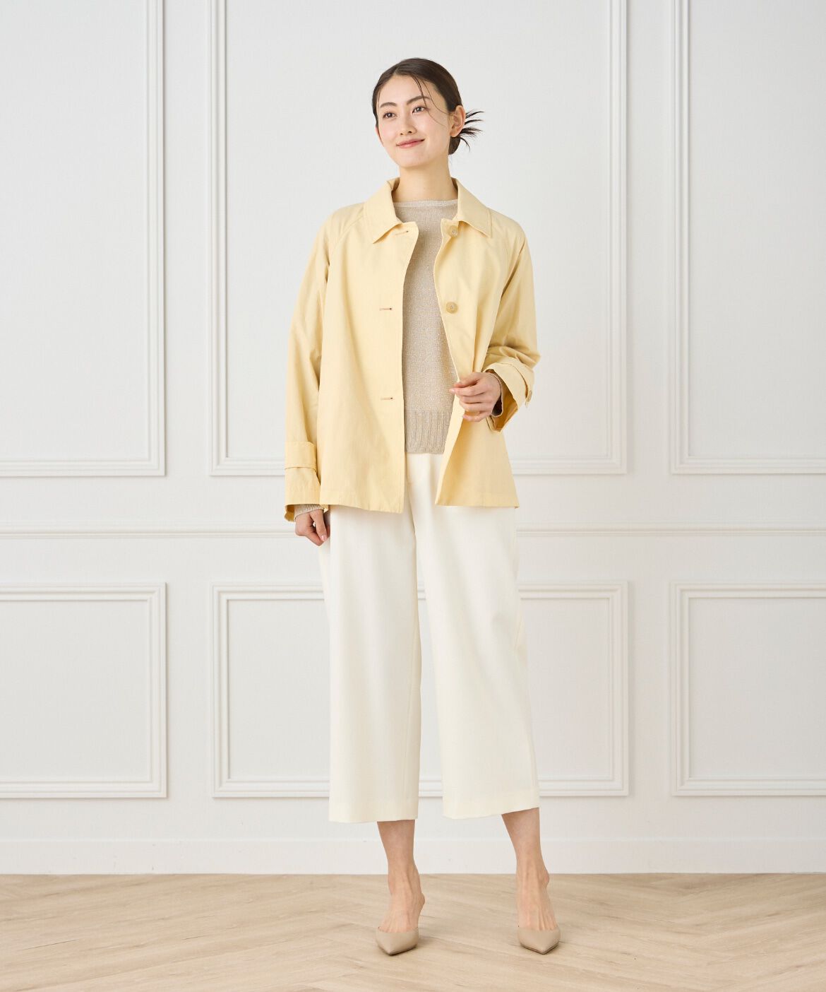 7-IDconcept.「《大きいサイズ》 ナイロンタッサーミドル丈ステンカラーコート　」|ピーコート|