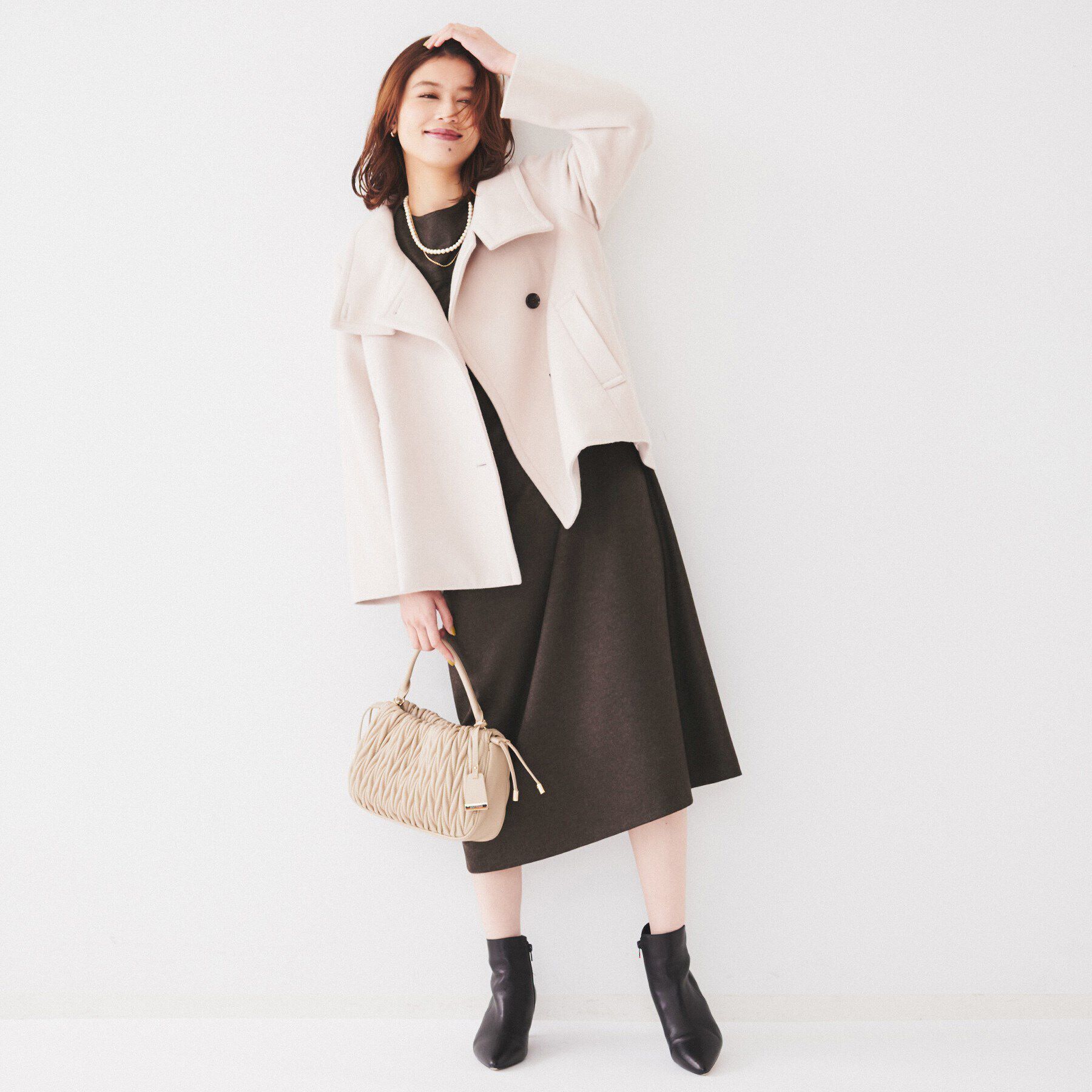 UNTITLED「【ポケットあり/きれいめ】ベルト付きモックネックワンピース」|ワンピース|