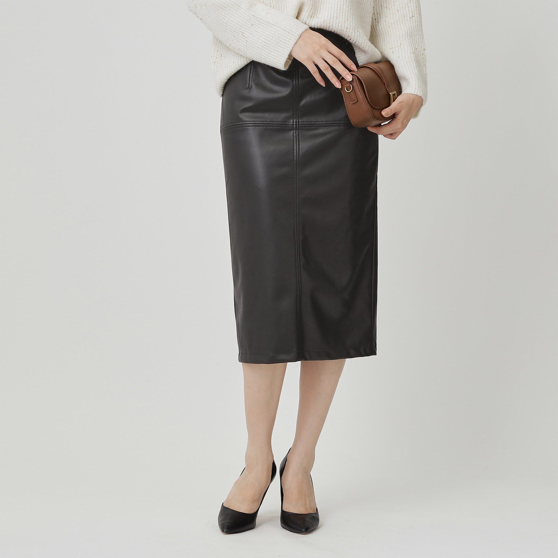 COUP DE CHANCE「【レザー調】ナロータイトスカート」|スカート|ブラック(019)