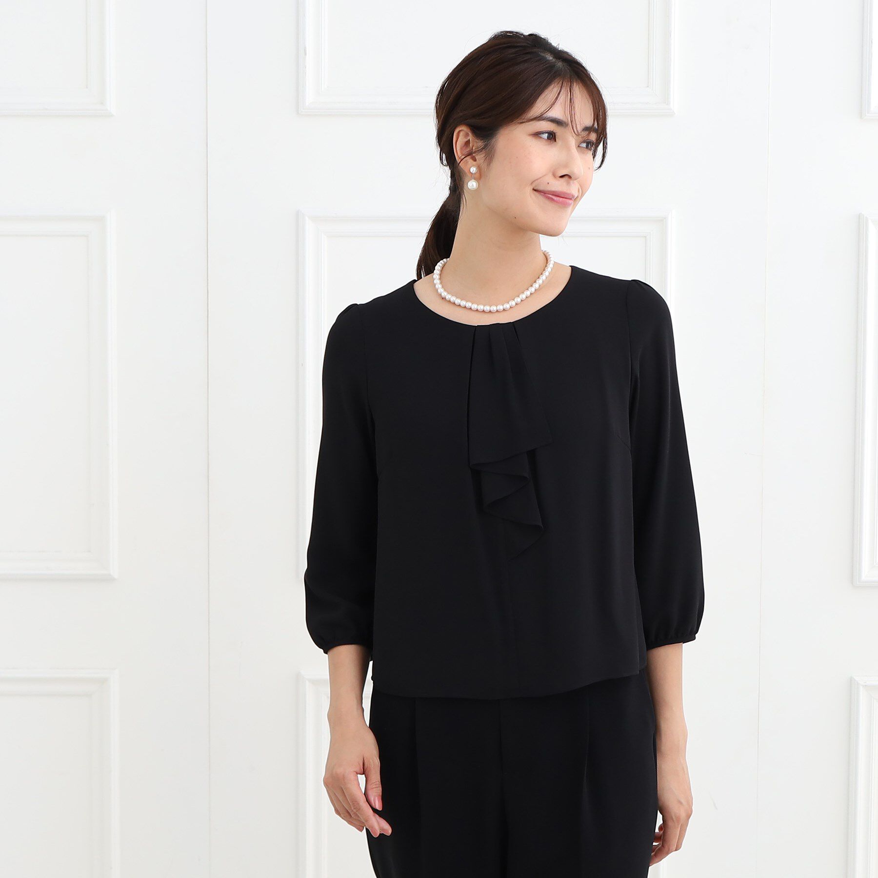 Reflect「【夏SALE／フォーマル/マシンウォッシュ可】フロントラッフルディティールブラウス」|シャツ・ブラウス|