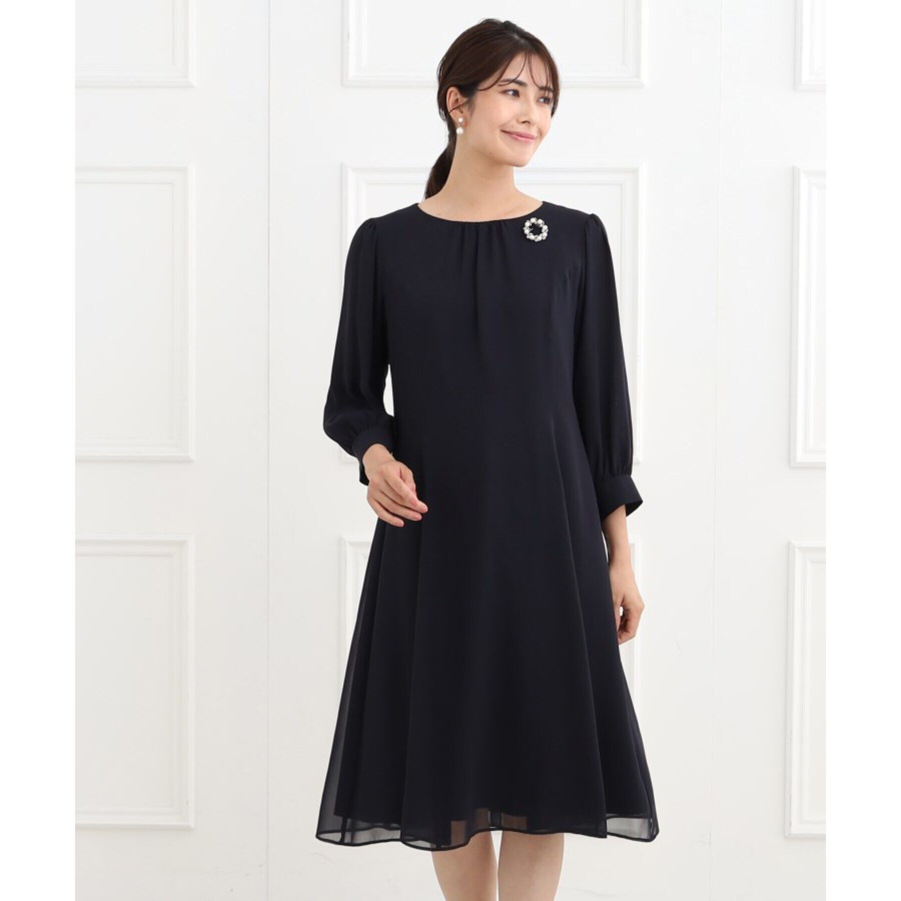 Reflect「【フォーマル/洗える】フィット＆フレアジョーゼットワンピース」|ワンピース|