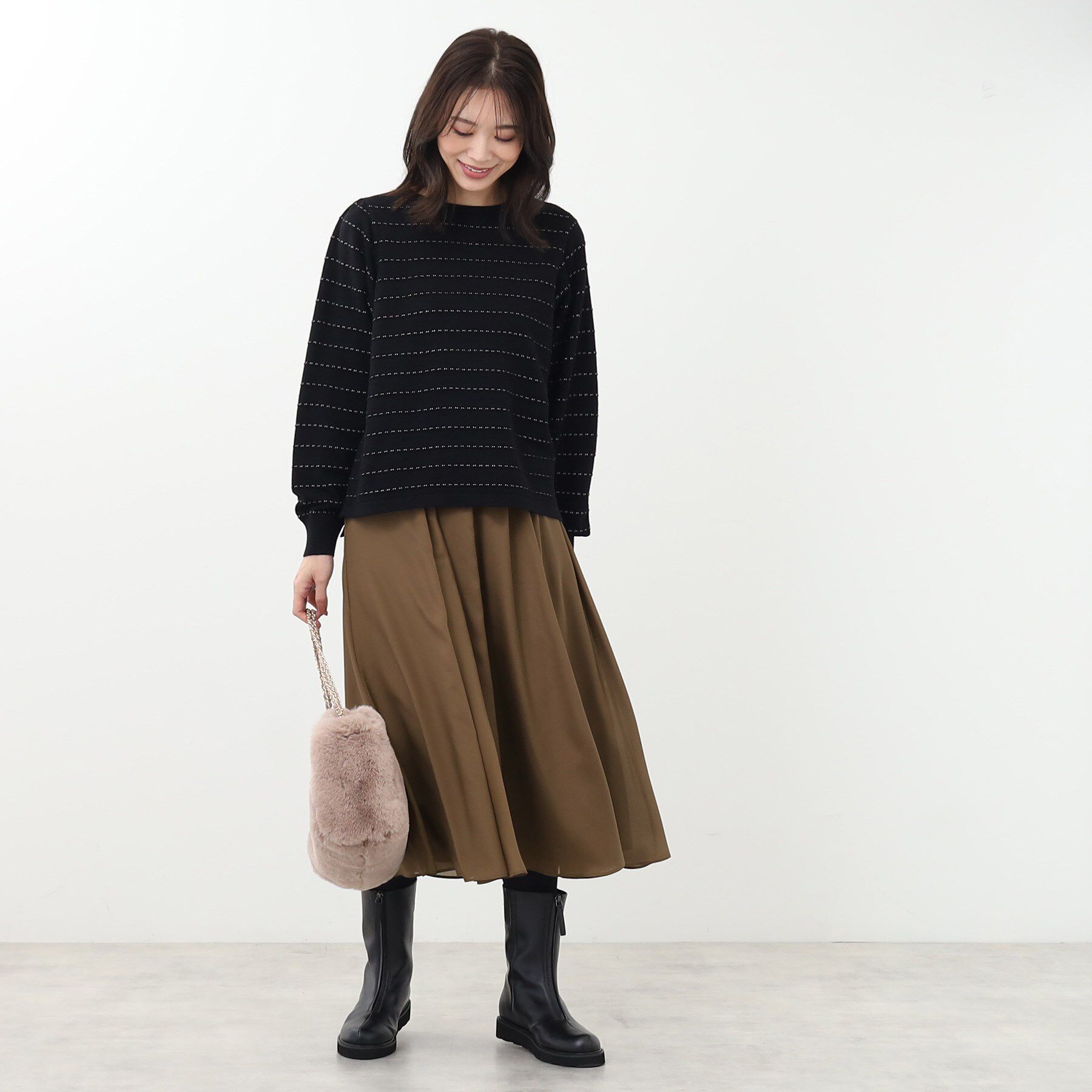 Reflect「【手洗い可/ウエスト総ゴム仕様】フリュイドシフォンスカート」|スカート|