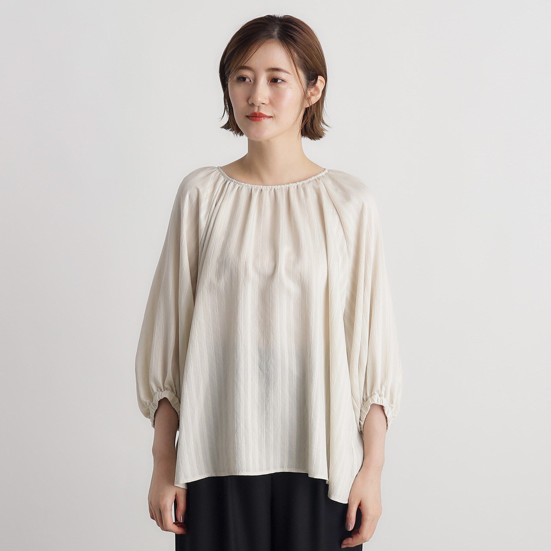 grove「ジャカードギャザーボリュームブラウス」|シャツ・ブラウス|