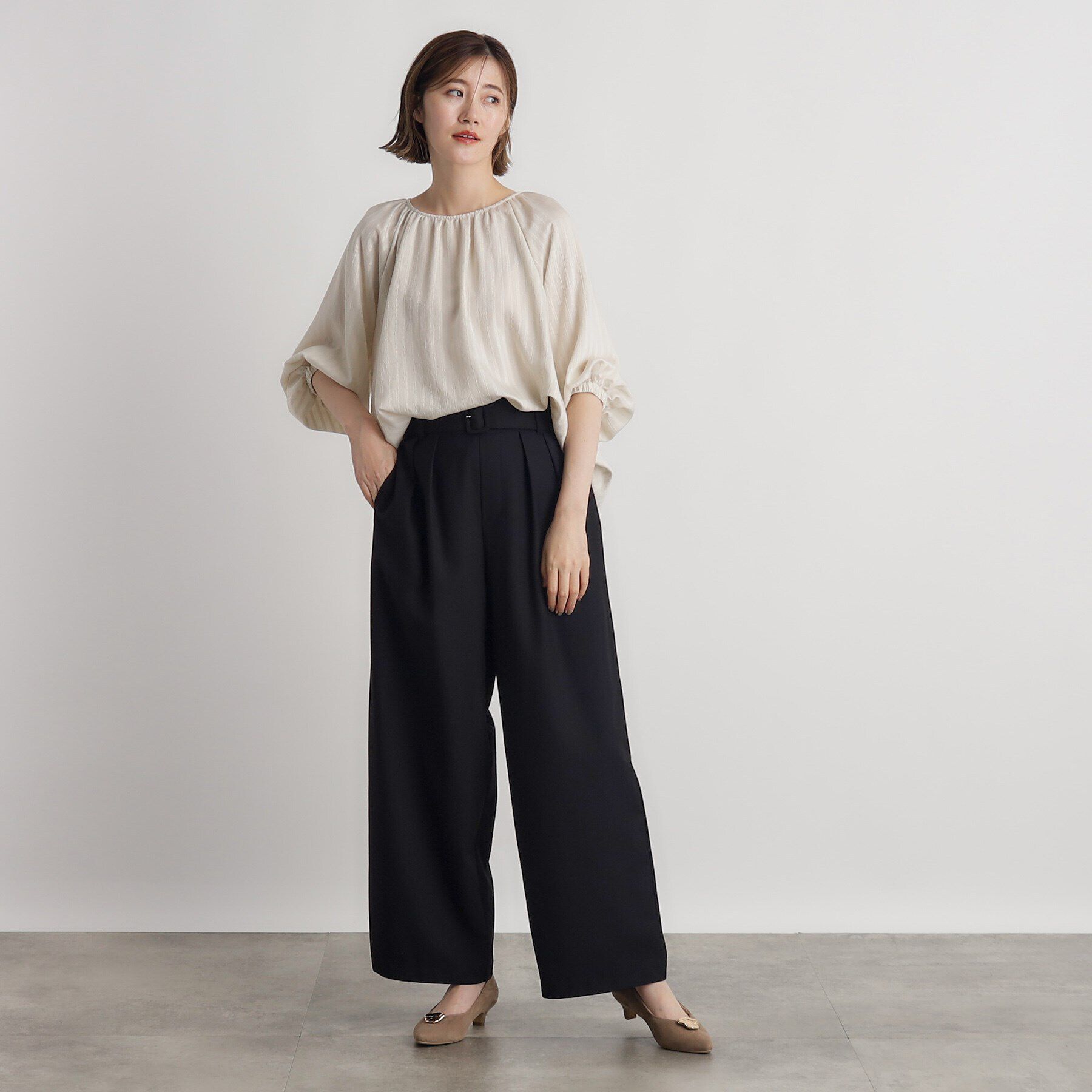 grove「ジャカードギャザーボリュームブラウス」|シャツ・ブラウス|