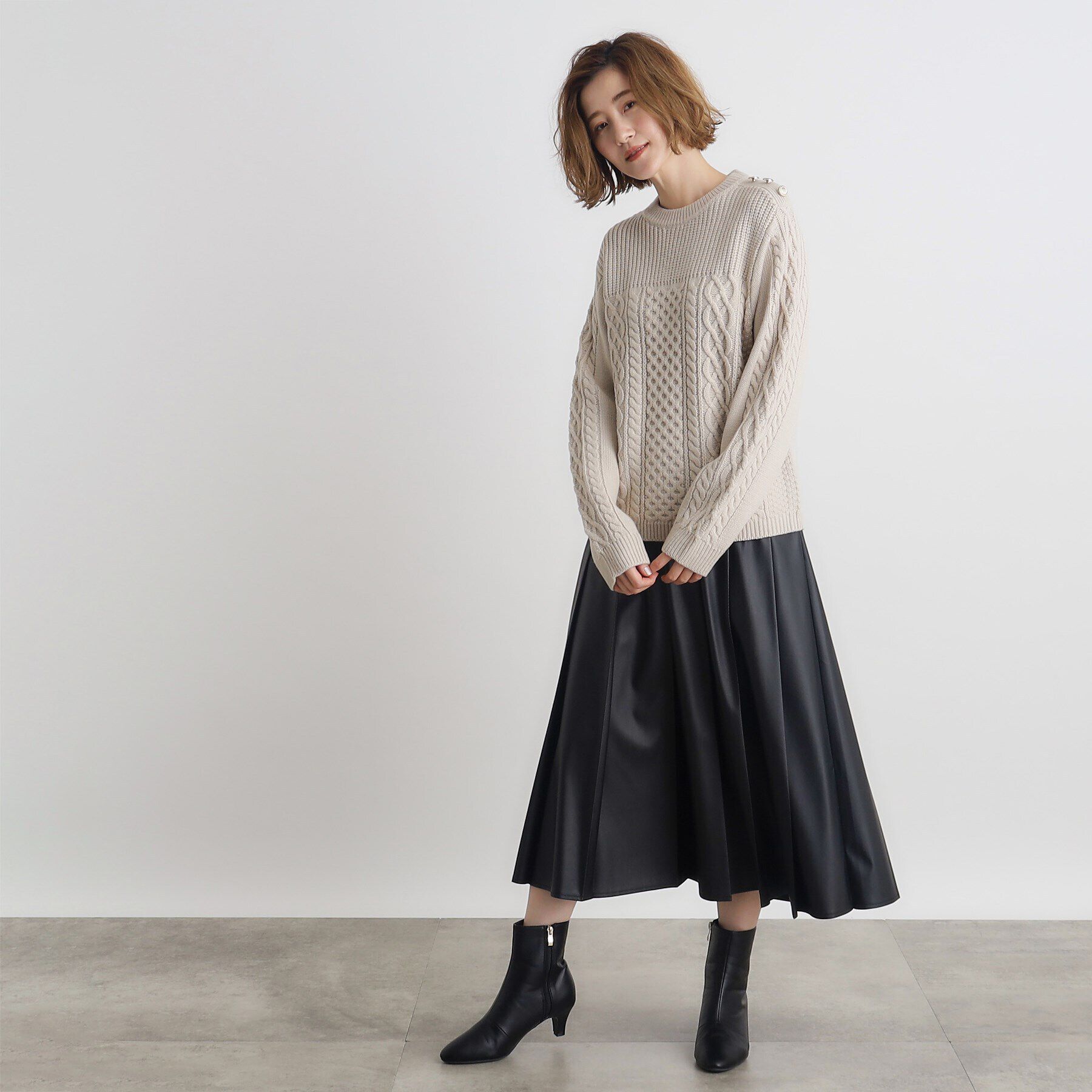 grove「編地切替ケーブルニット」|ニット・セーター|