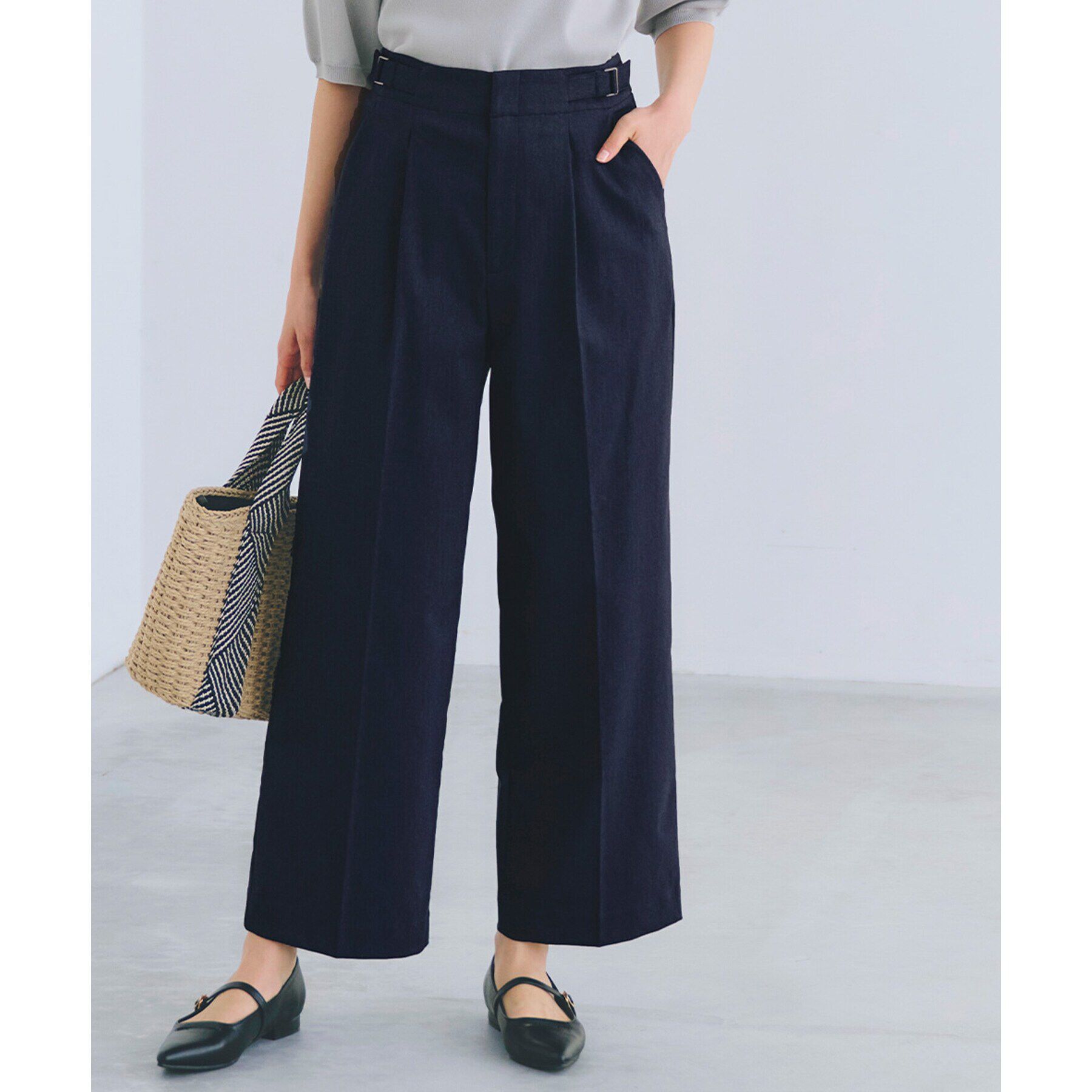 grove「【接触冷感】ハイパーストレッチワイドパンツ」|その他|デニムライク(093