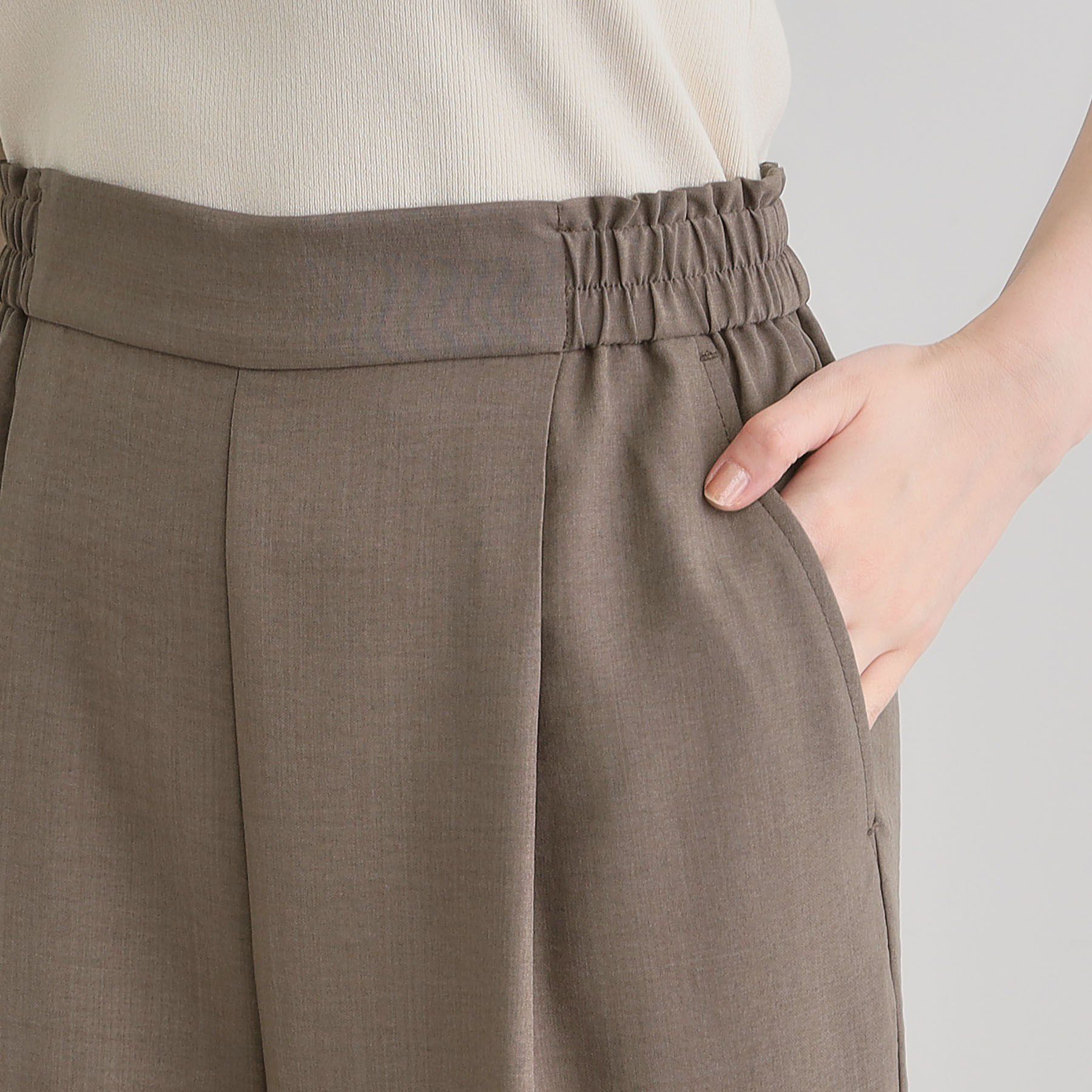 grove「【洗える・シワになりにくい】麻調センタープレスワイドパンツ」|その他|