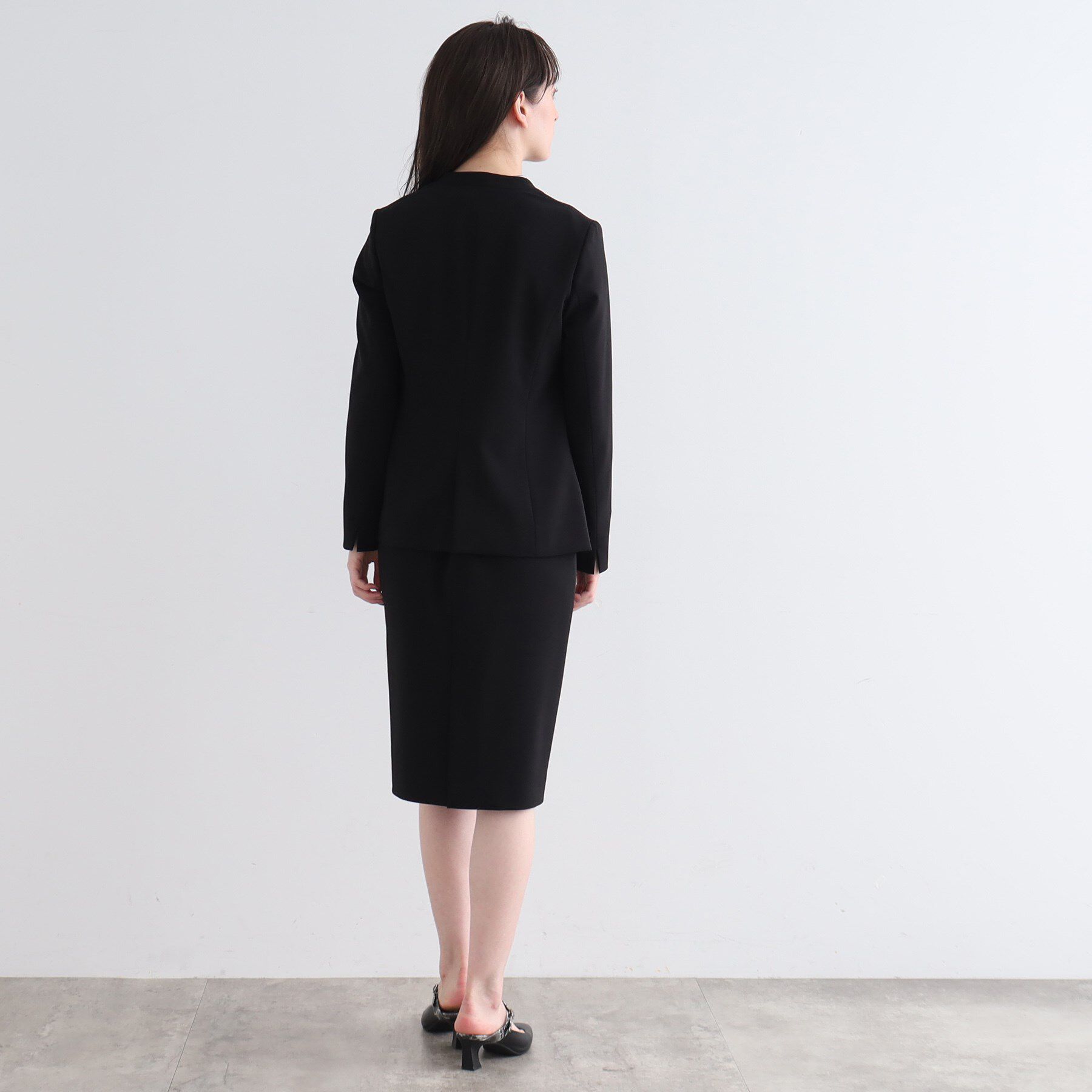 INDIVI「【洗える/UVケア/エコ/日本製】ストレッチノーカラージャケット」|スーツ|