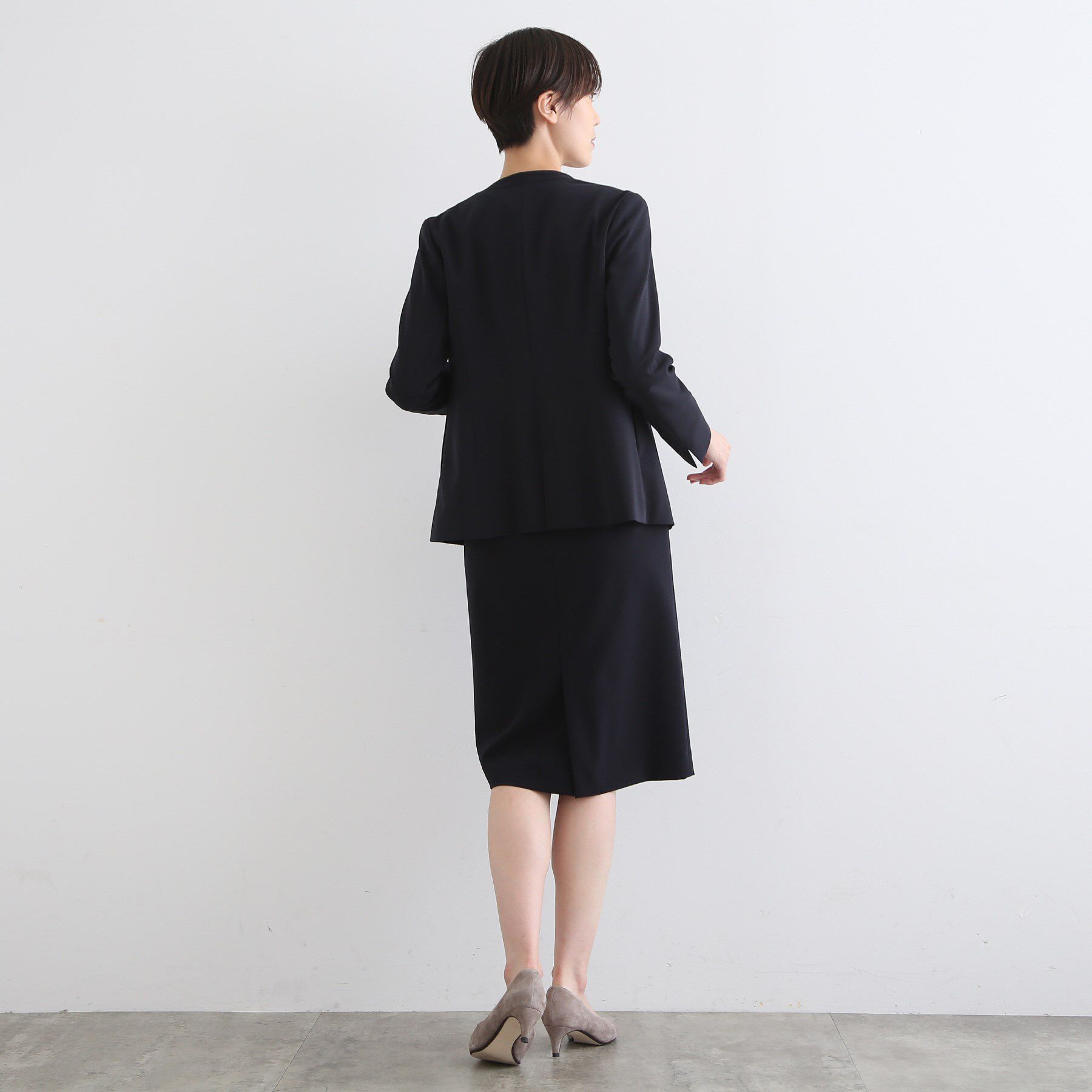 INDIVI「【洗える/UVケア/エコ/日本製】ストレッチノーカラージャケット」|スーツ|