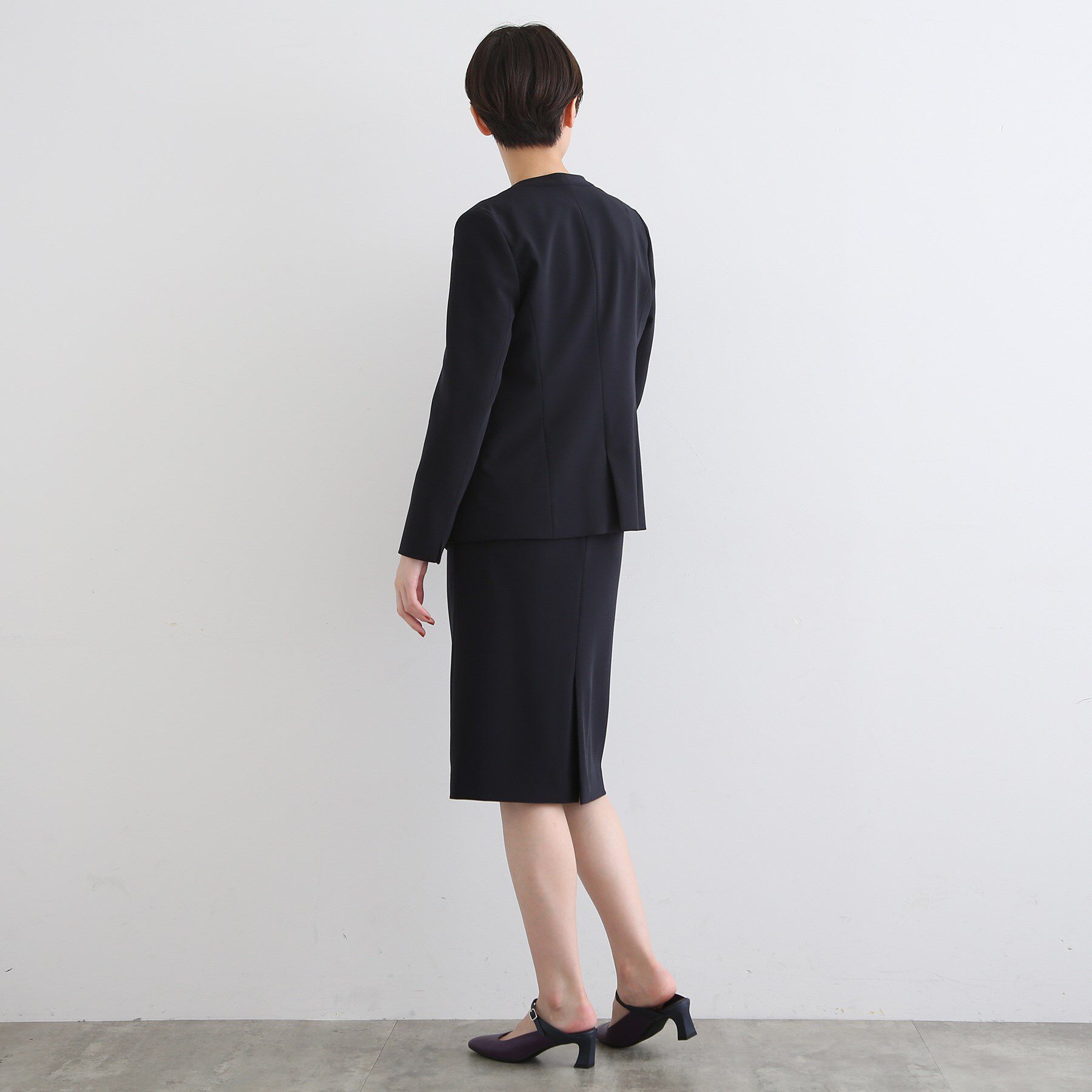 INDIVI「【洗える/UVケア/エコ/日本製】ストレッチノーカラージャケット」|スーツ|