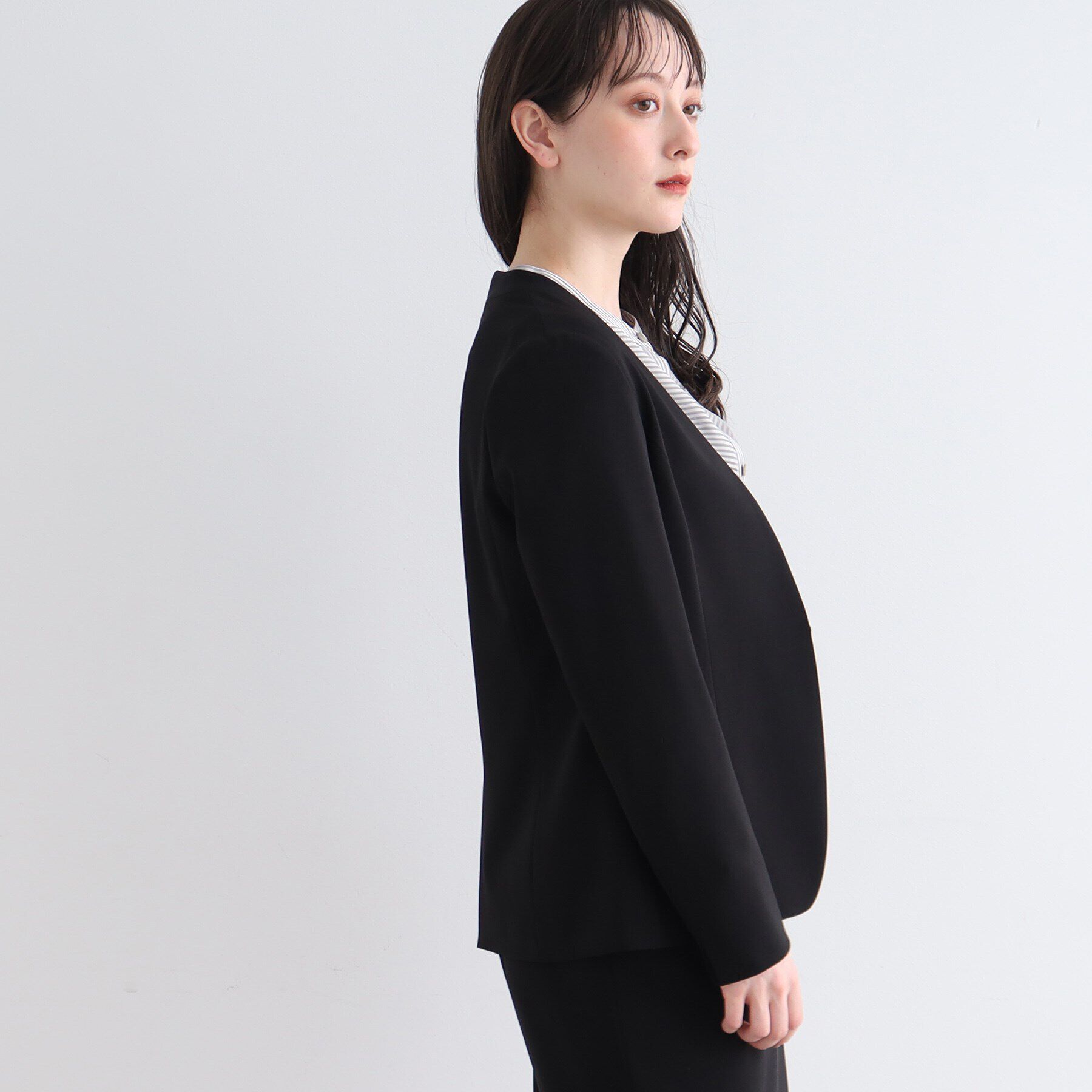 INDIVI「【洗える/UVケア/エコ/日本製】ストレッチノーカラージャケット」|スーツ|