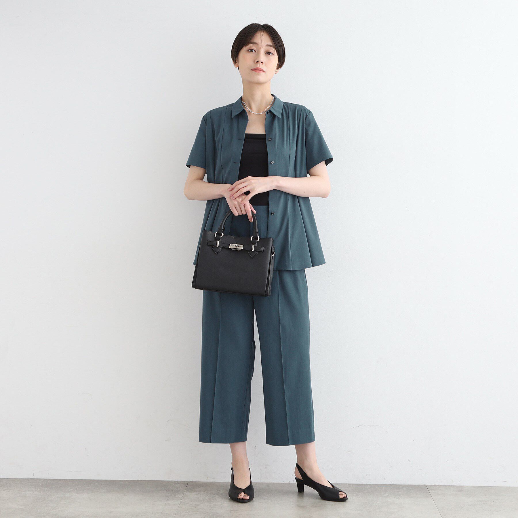 INDIVI「【洗える／UVケア／接触冷感／SETUP可能】麻混切り替えデザインブラウス」|シャツ・ブラウス|