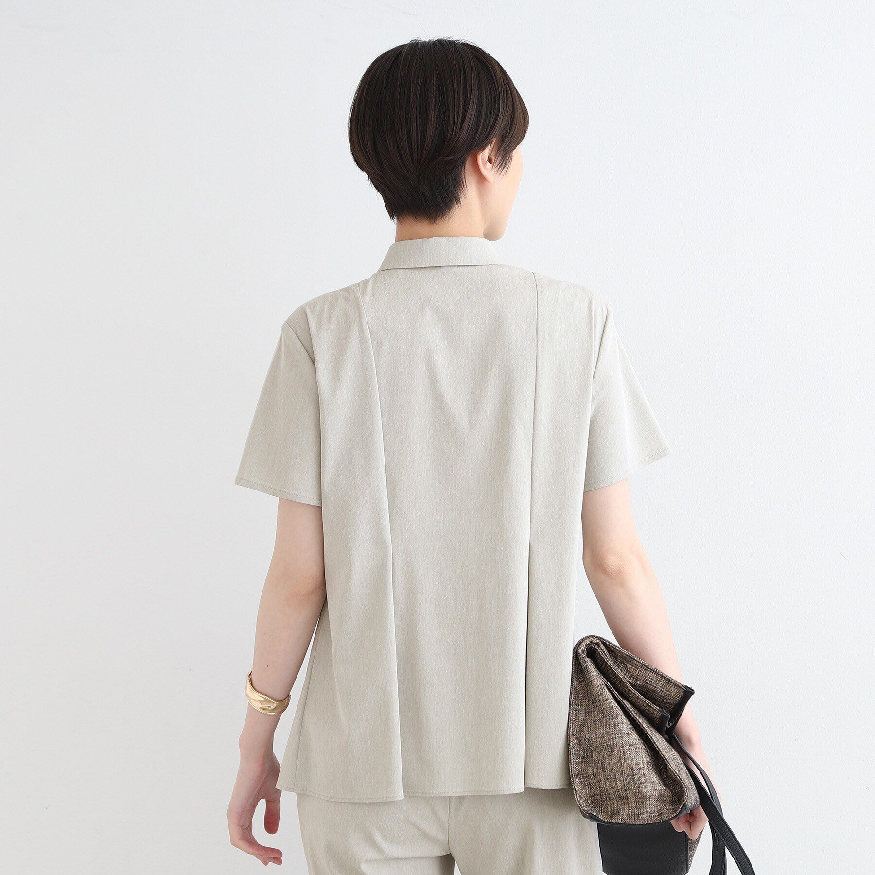 INDIVI「【洗える／UVケア／接触冷感／SETUP可能】麻混切り替えデザインブラウス」|シャツ・ブラウス|