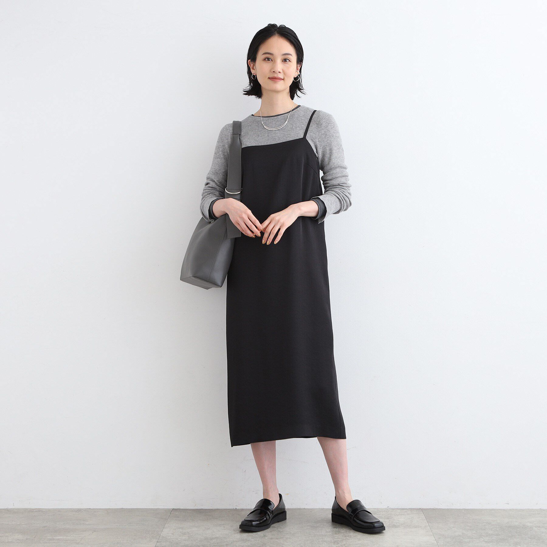 INDIVI「【こなれSETUP／洗える／サテン】キャミワンピース」|ワンピース|