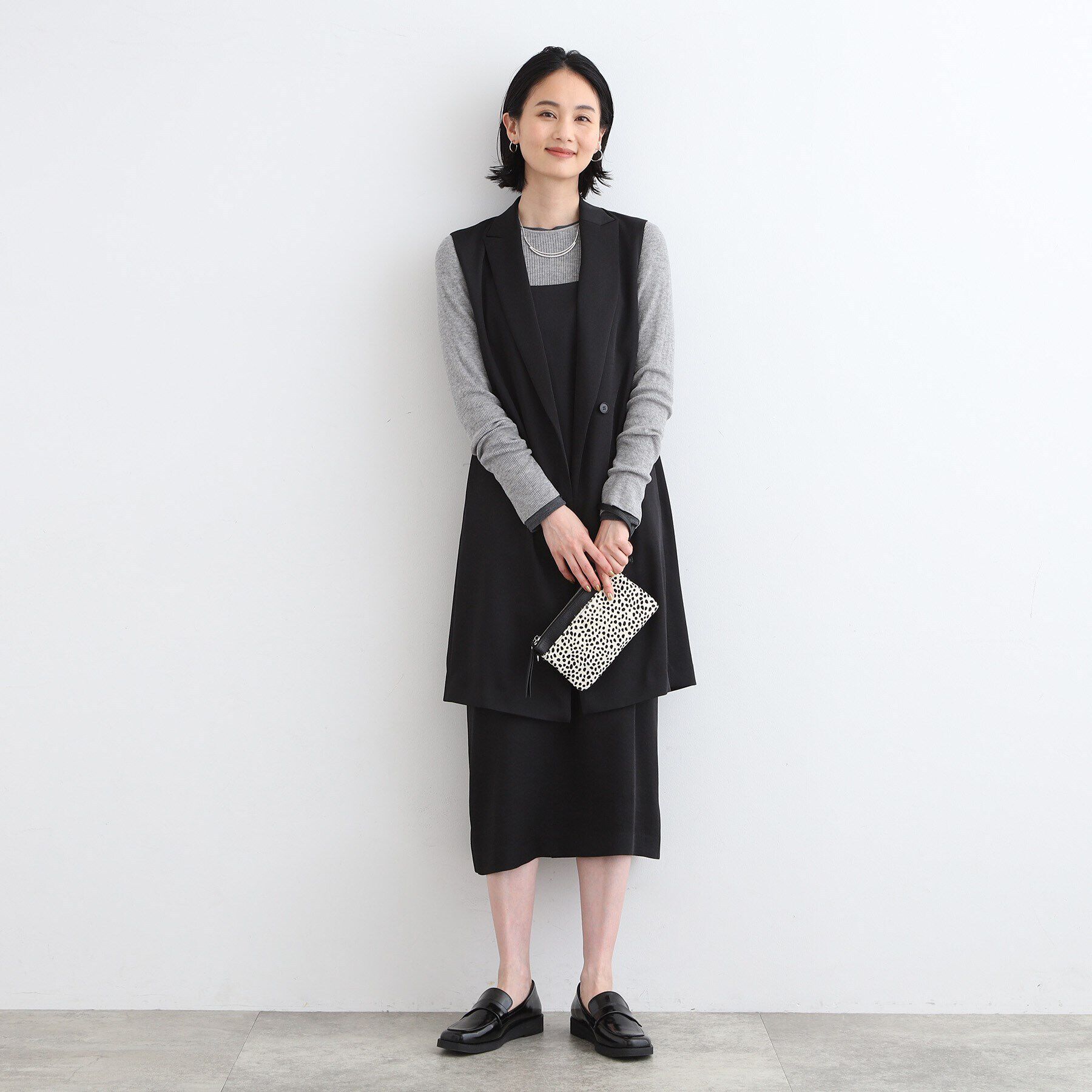 INDIVI「【こなれSETUP／洗える／サテン】キャミワンピース」|ワンピース|