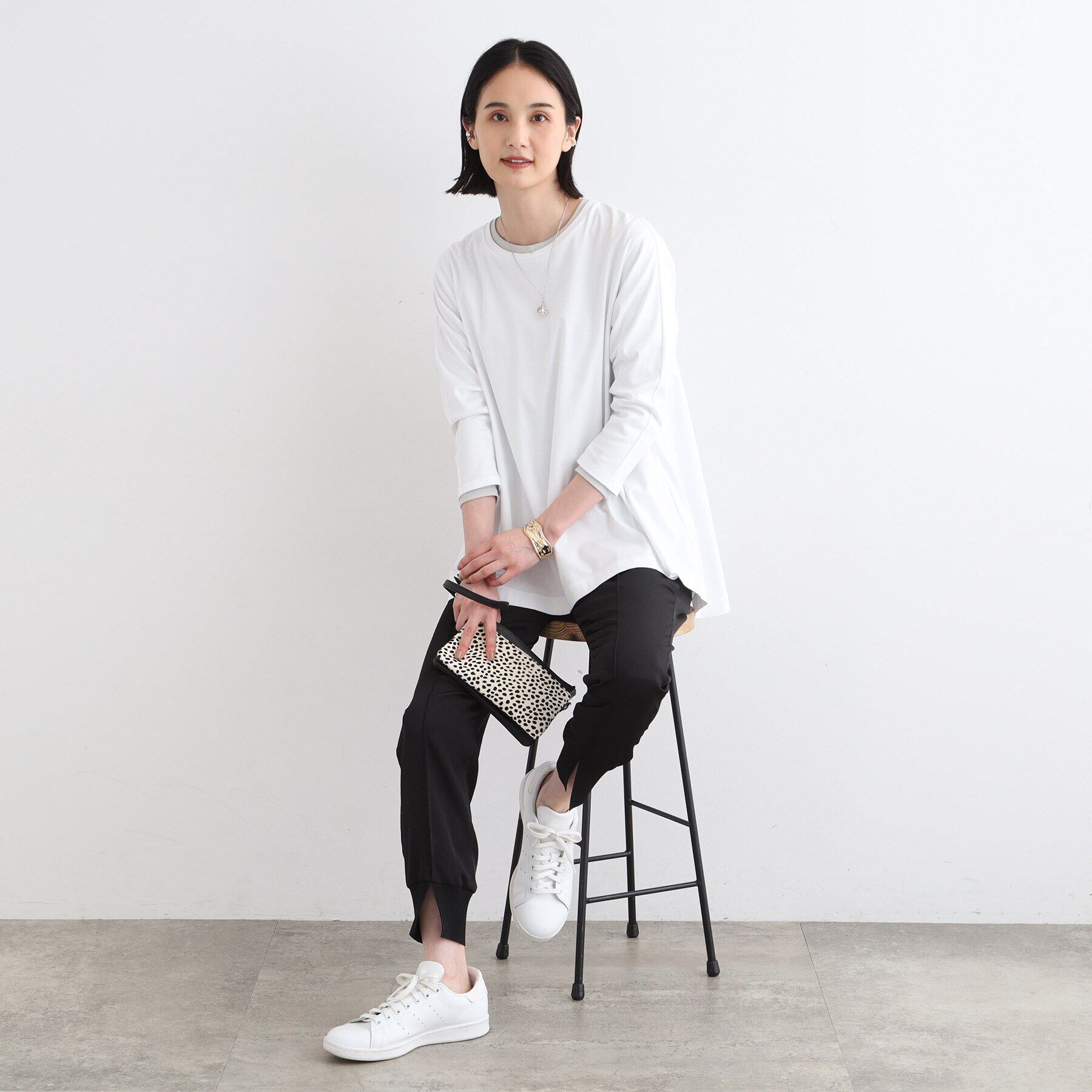 INDIVI「【洗える／キレイめ/日本製】バックフレア ロングTシャツ」|Tシャツ・カットソー|