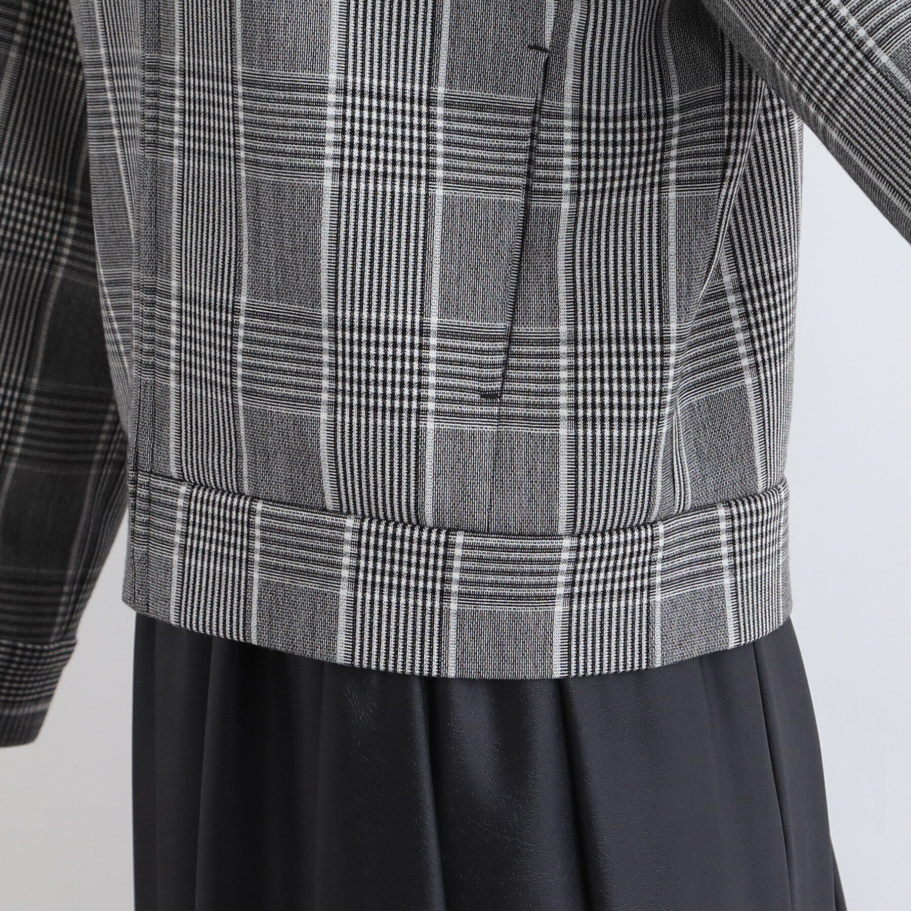 INDIVI「【洗える／UVケア】グレンチェック柄リバーブルゾン」|ブルゾン・スタジャン|