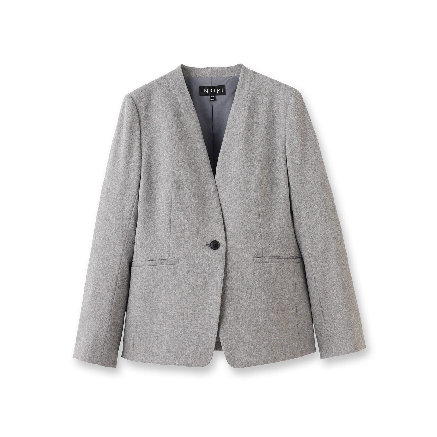 INDIVI「【定番スーツ／洗える／メランジ】ウールライクノーカラージャケット」|スーツ|