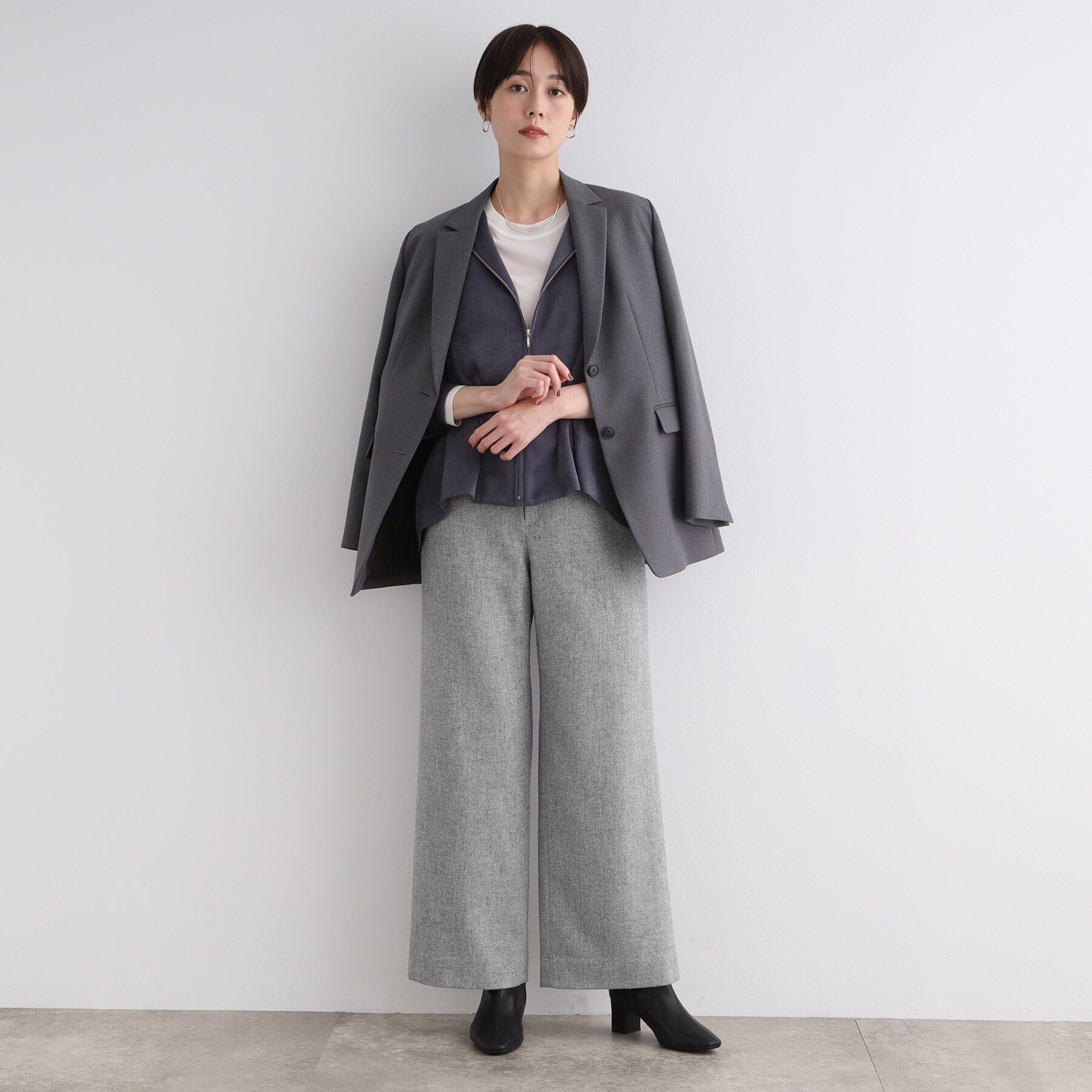 INDIVI「【褒められパンツ／ウール混】ワイドパンツ」|その他|