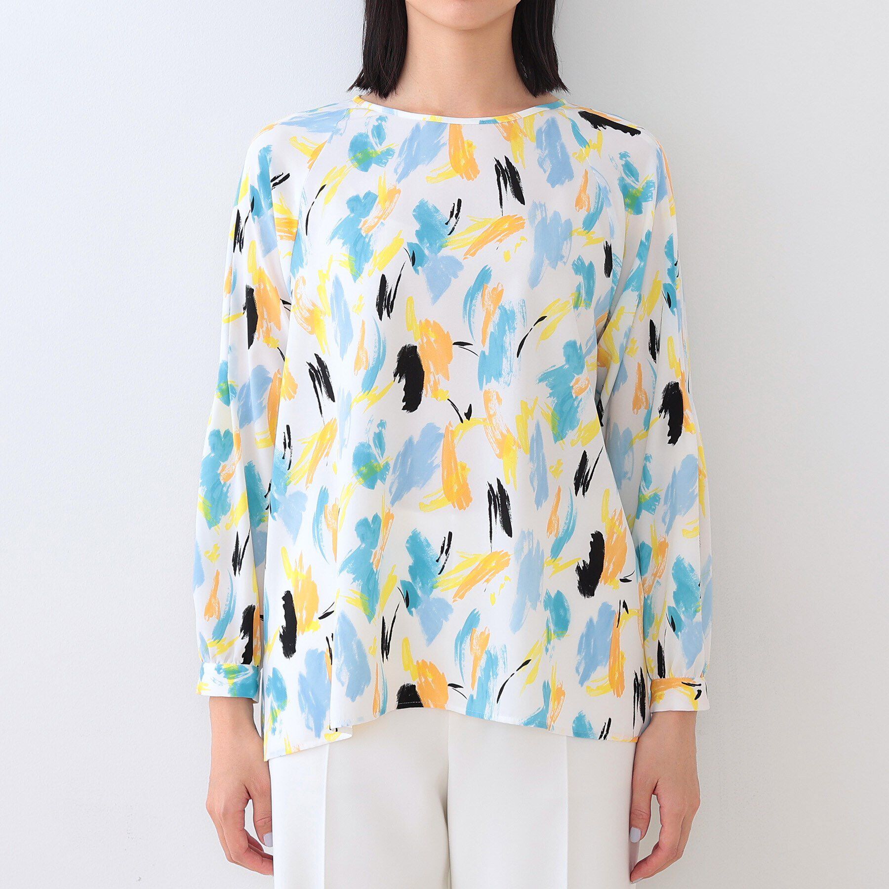 INDIVI「【洗える／オリジナル柄】ポップカラー プリントブラウス」|シャツ・ブラウス|