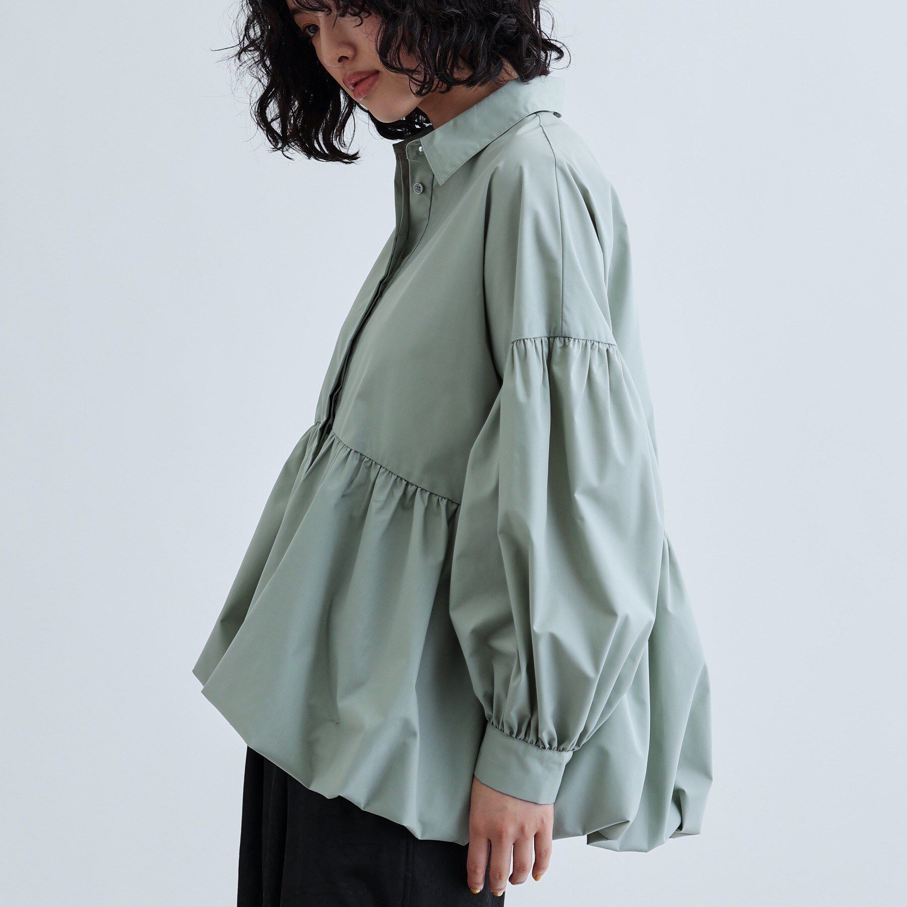 GALLEST「バルーンペプラムブラウス」|シャツ・ブラウス|ミントグリーン(02