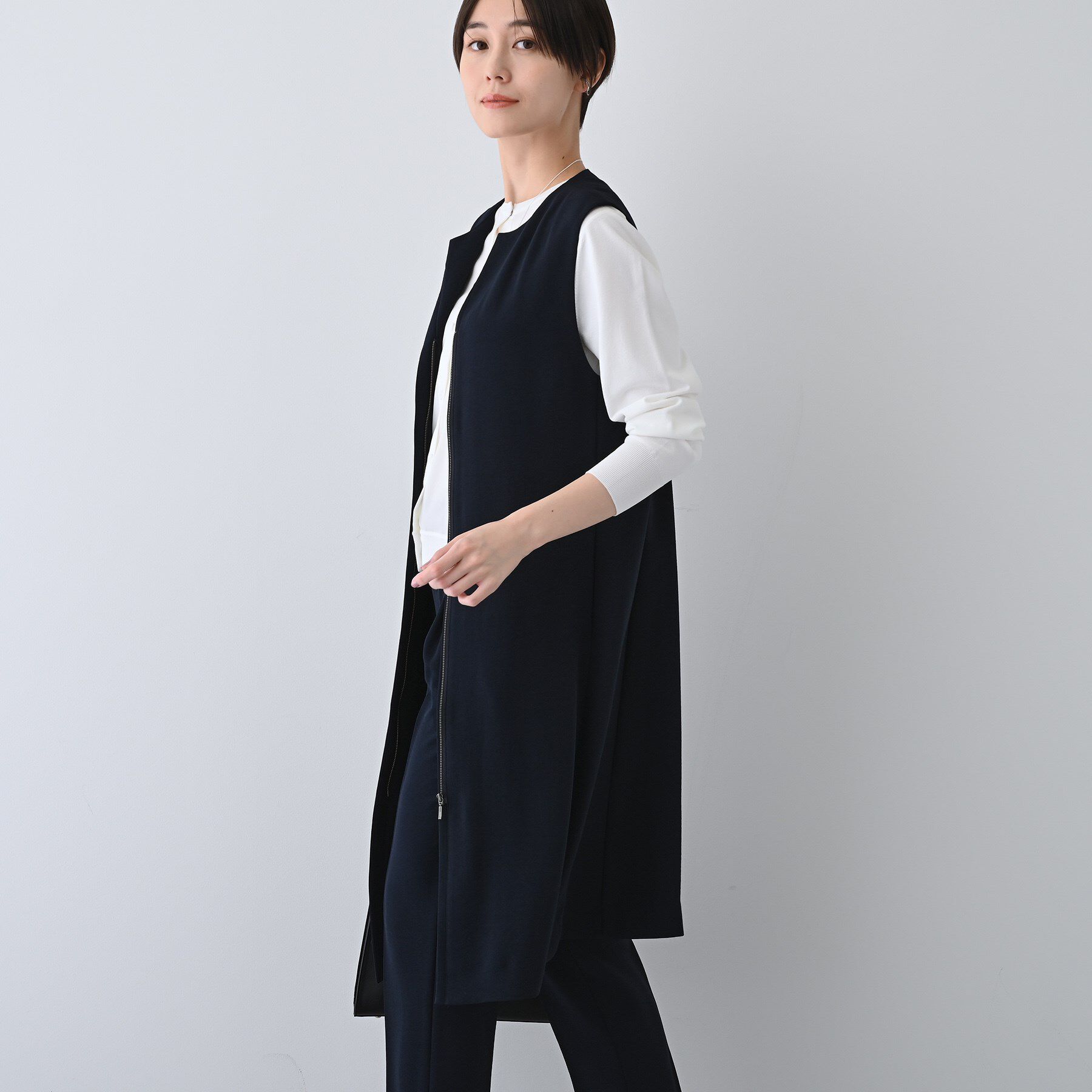 INDIVI「【着る日傘/遮熱/UVケア】ロングジレジャケット」|ベスト・ジレ|