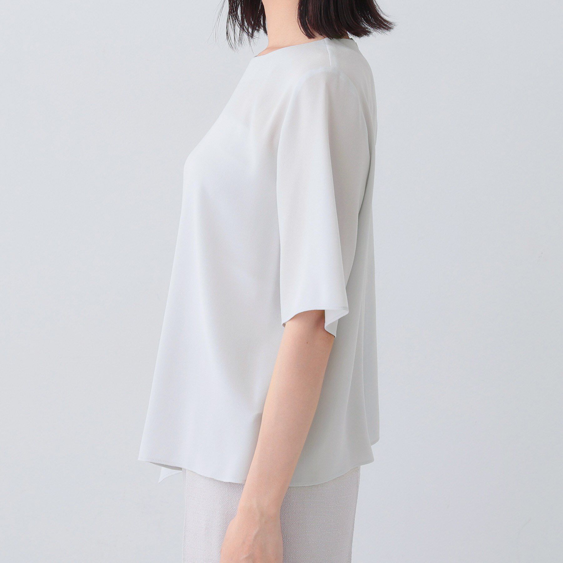 INDIVI「【日本製／トリアセテート混】アシメラインブラウス」|シャツ・ブラウス|