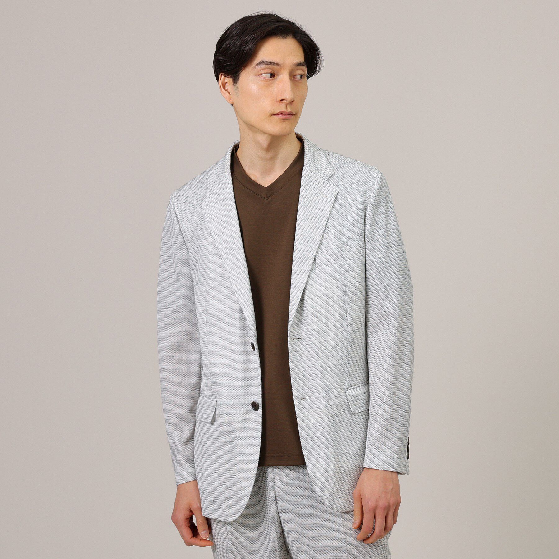 TAKEO KIKUCHI「【尾州織】リネンブレンド メッシュ ジャケット」|テーラードジャケット|グレー(012)