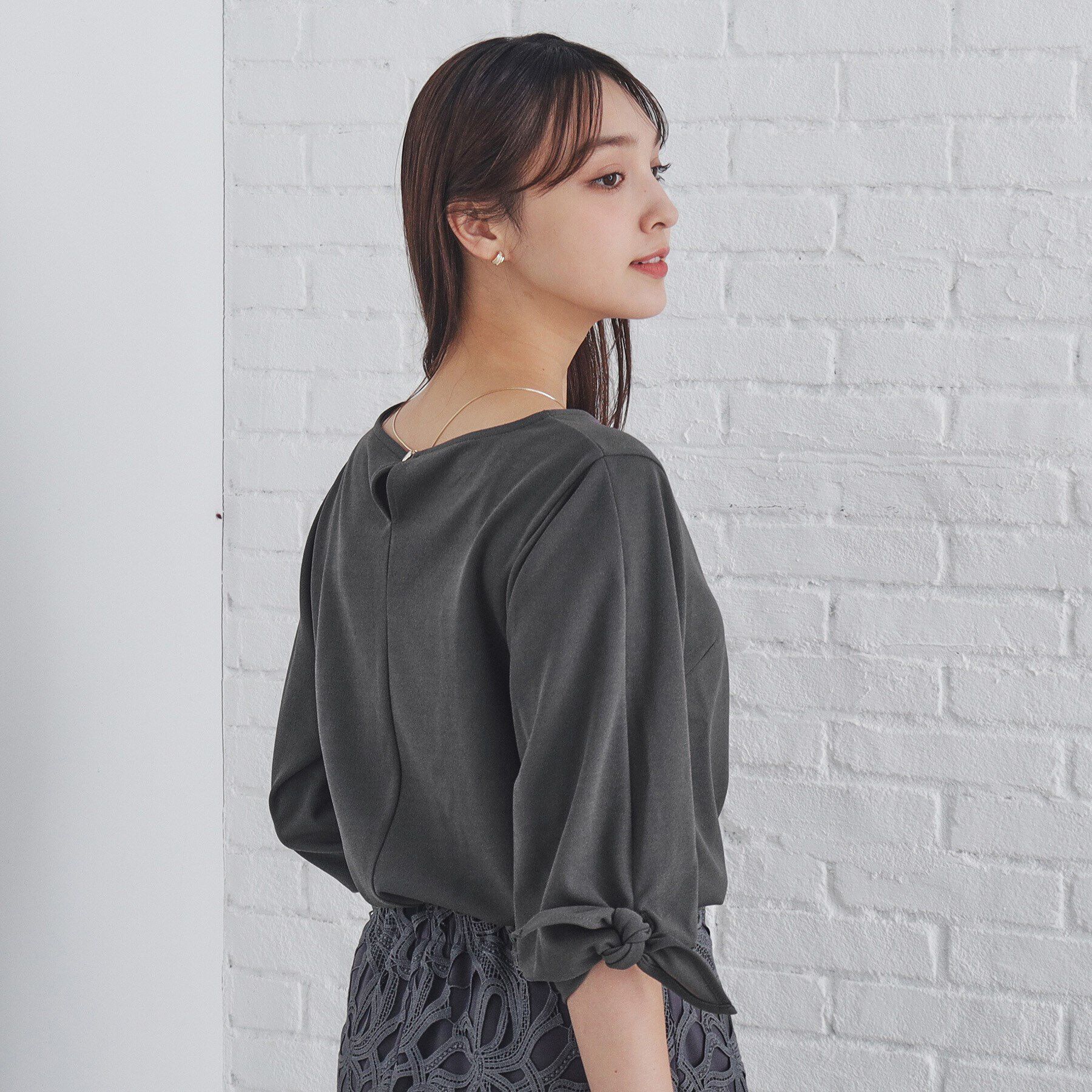 index「カットジョーゼットリボンスリーブトップス【洗濯機洗い可】」|Tシャツ・カットソー|