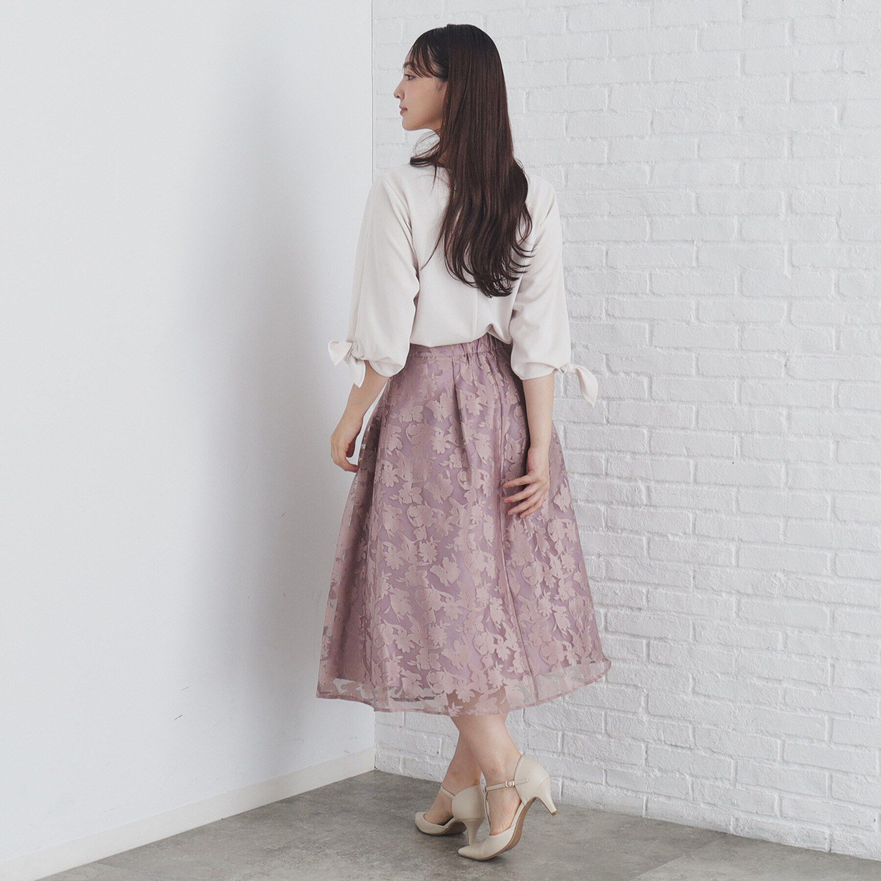 index「カットジョーゼットリボンスリーブトップス【洗濯機洗い可】」|Tシャツ・カットソー|