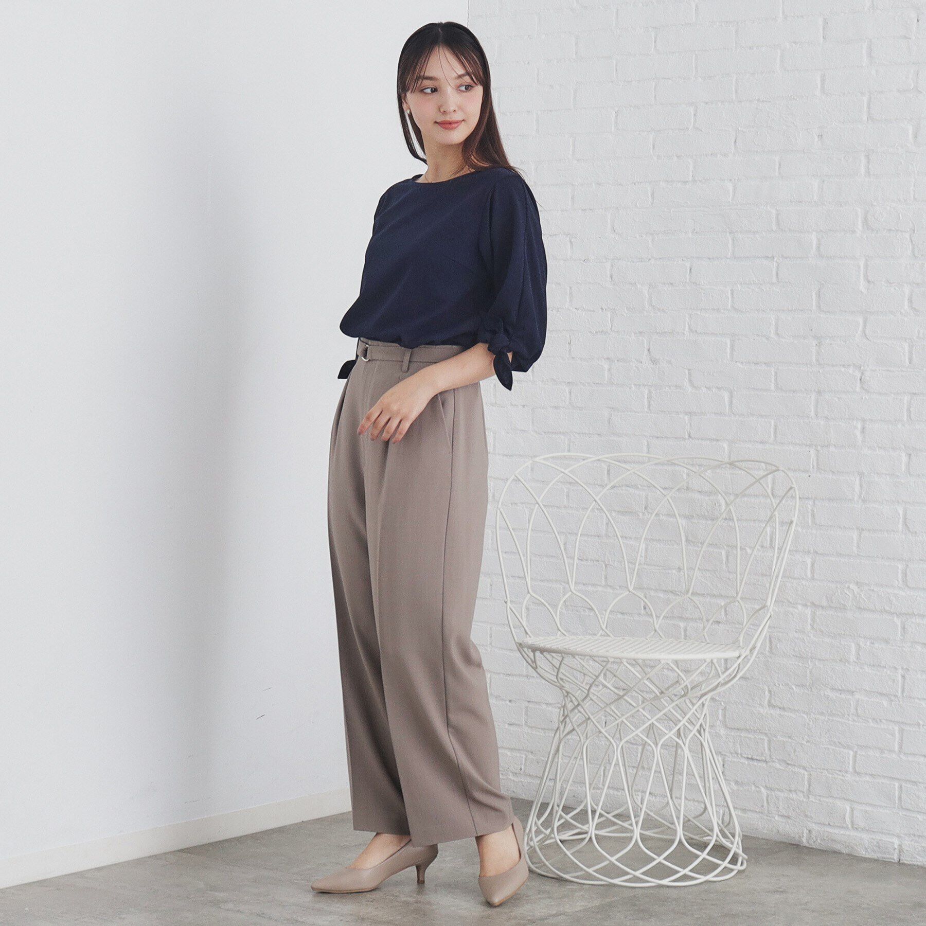 index「カットジョーゼットリボンスリーブトップス【洗濯機洗い可】」|Tシャツ・カットソー|