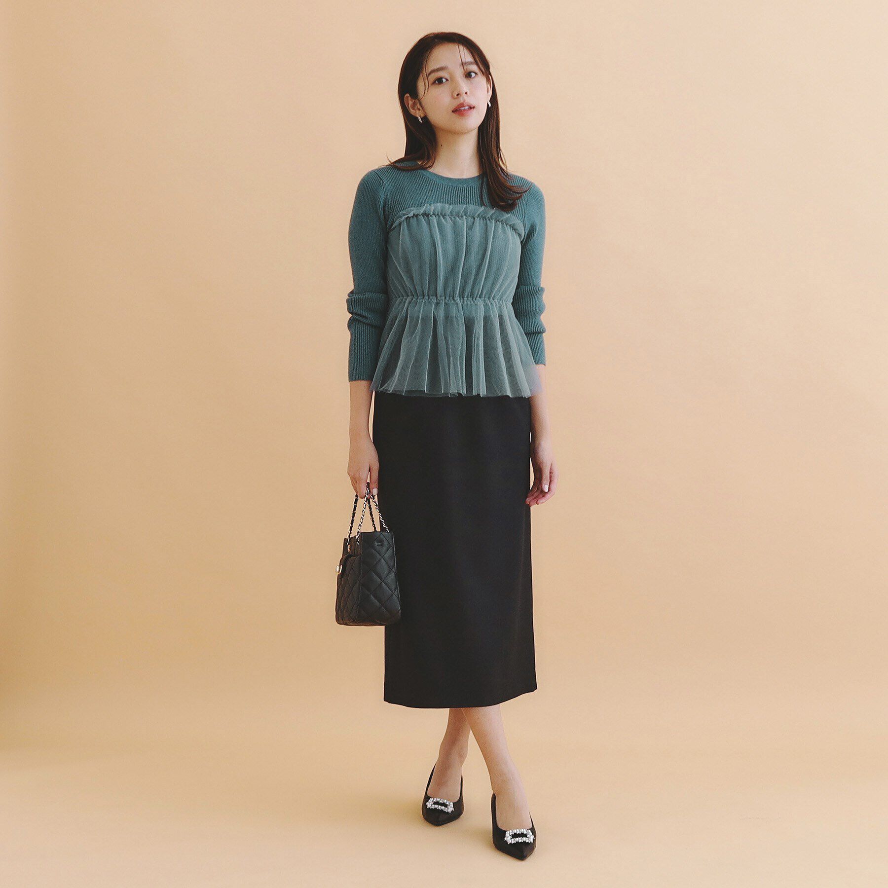 index「チュールレイヤードペプラムニット【洗える】」|ニット・セーター|