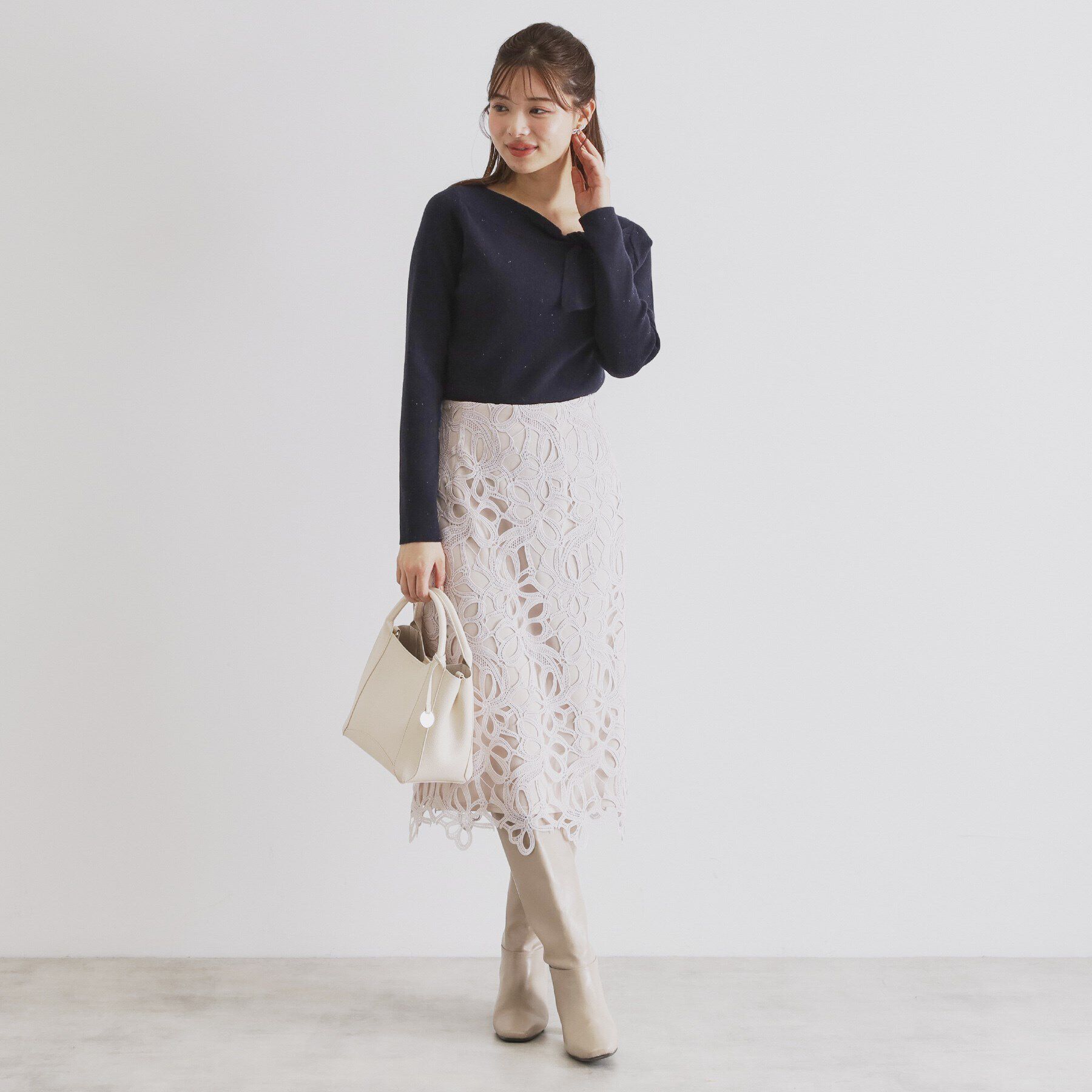 index「《6color/S-LLsize》アシメボウタイニット【洗濯機洗い可】」|ニット・セーター|