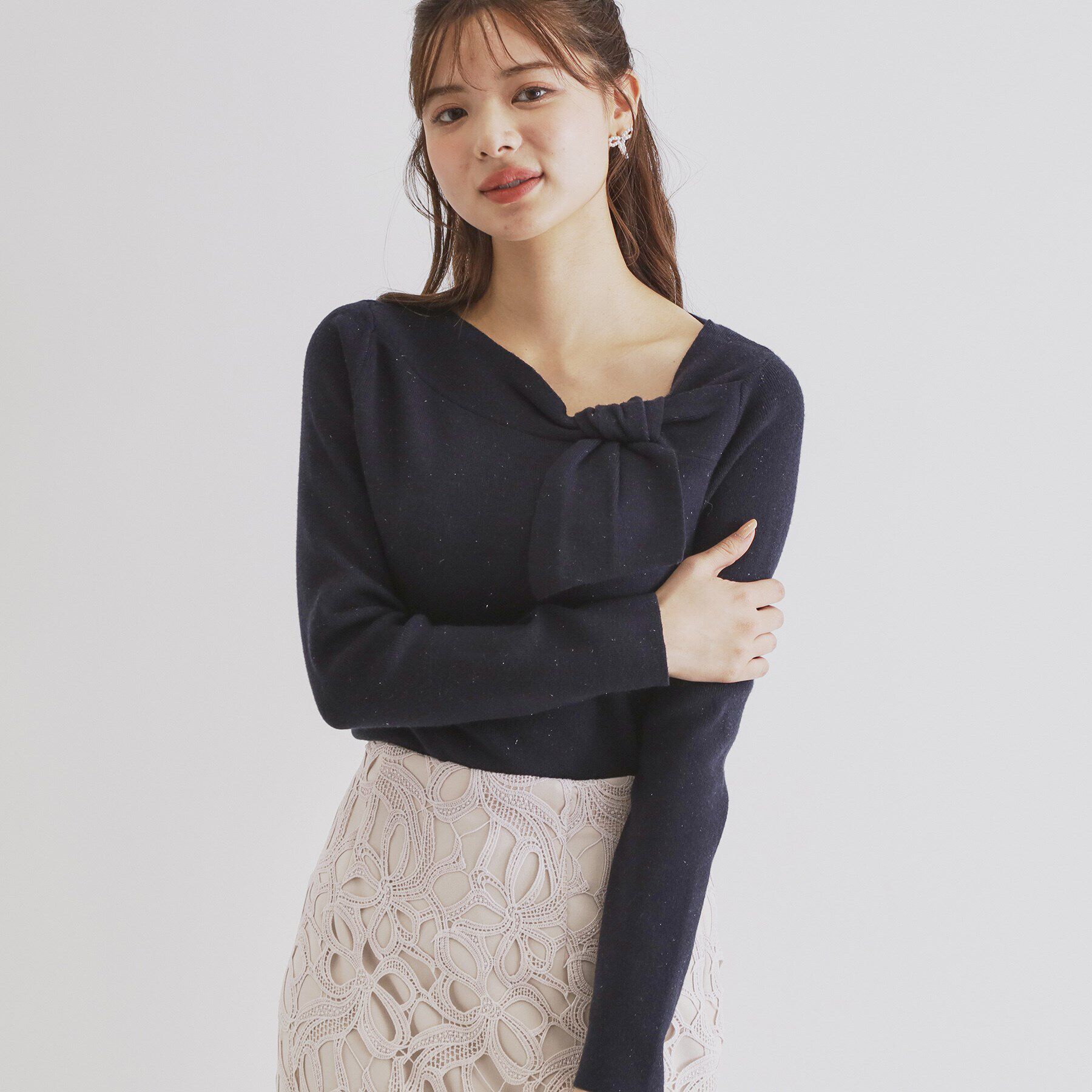 index「《6color/S-LLsize》アシメボウタイニット【洗濯機洗い可】」|ニット・セーター|