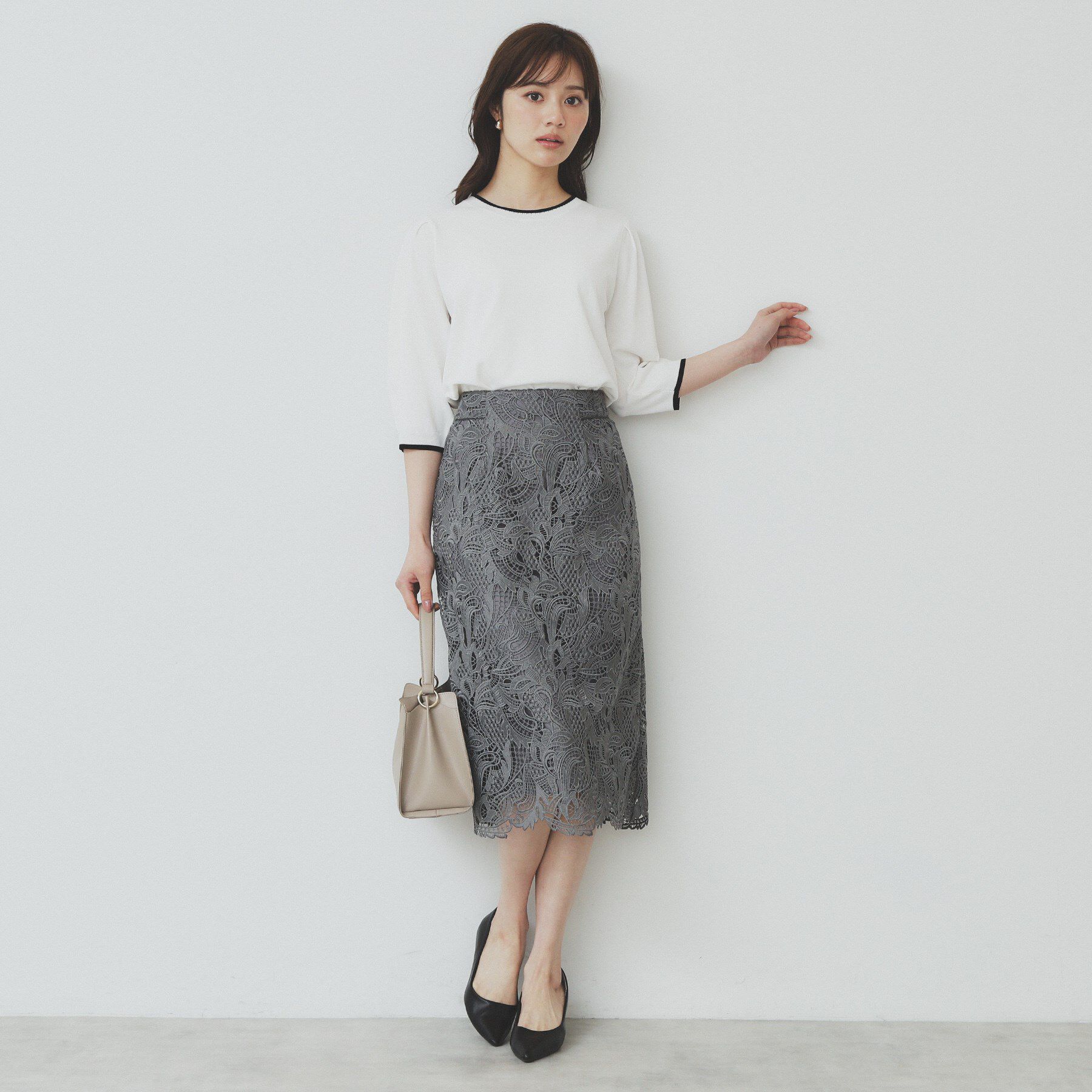 index「《7色展開/XS-LLサイズ》クルーネックデザインスリーブニット【洗濯機洗い可】」|ニット・セーター|