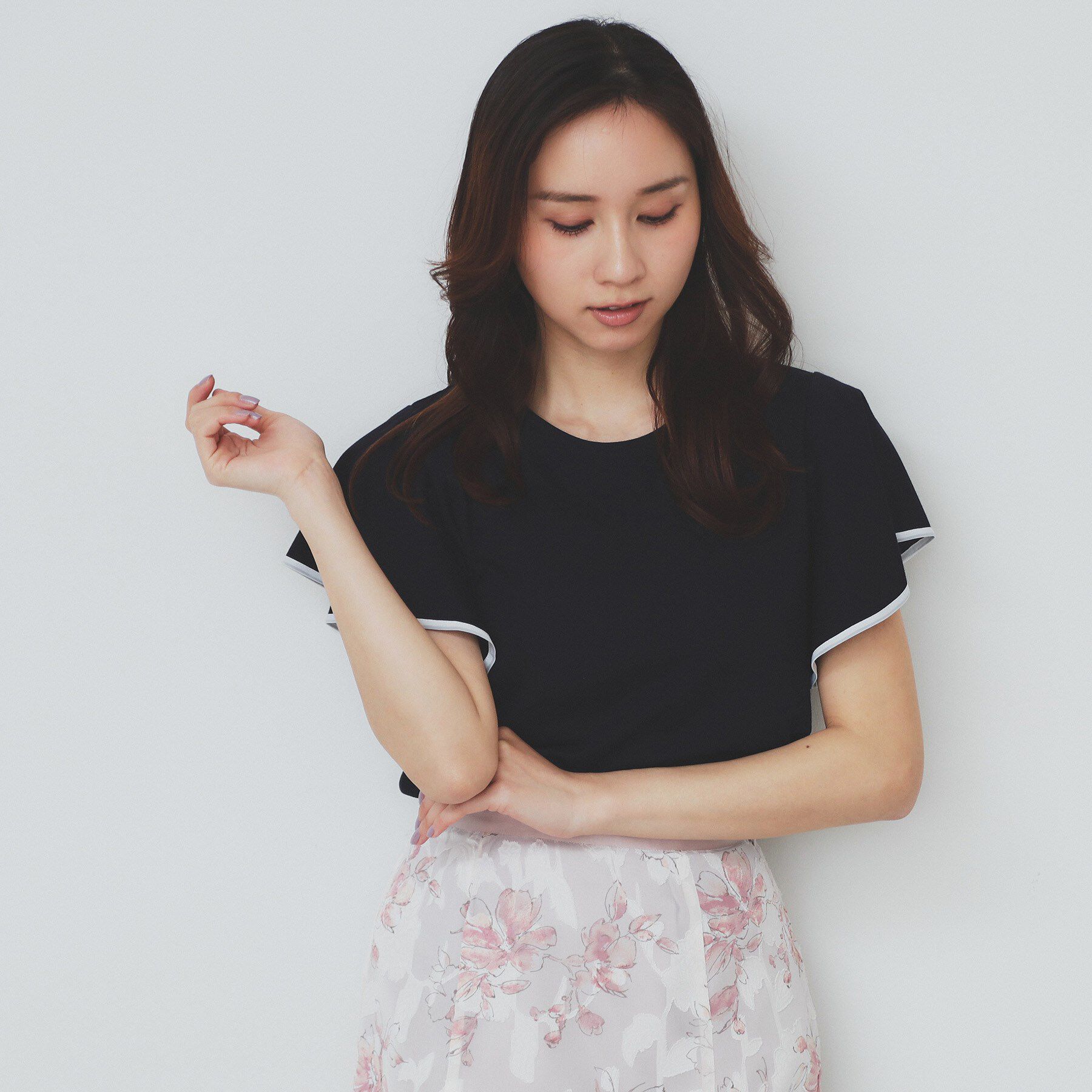 index「バイカラーフレアスリーブトップス【洗濯機洗い可】」|Tシャツ・カットソー|