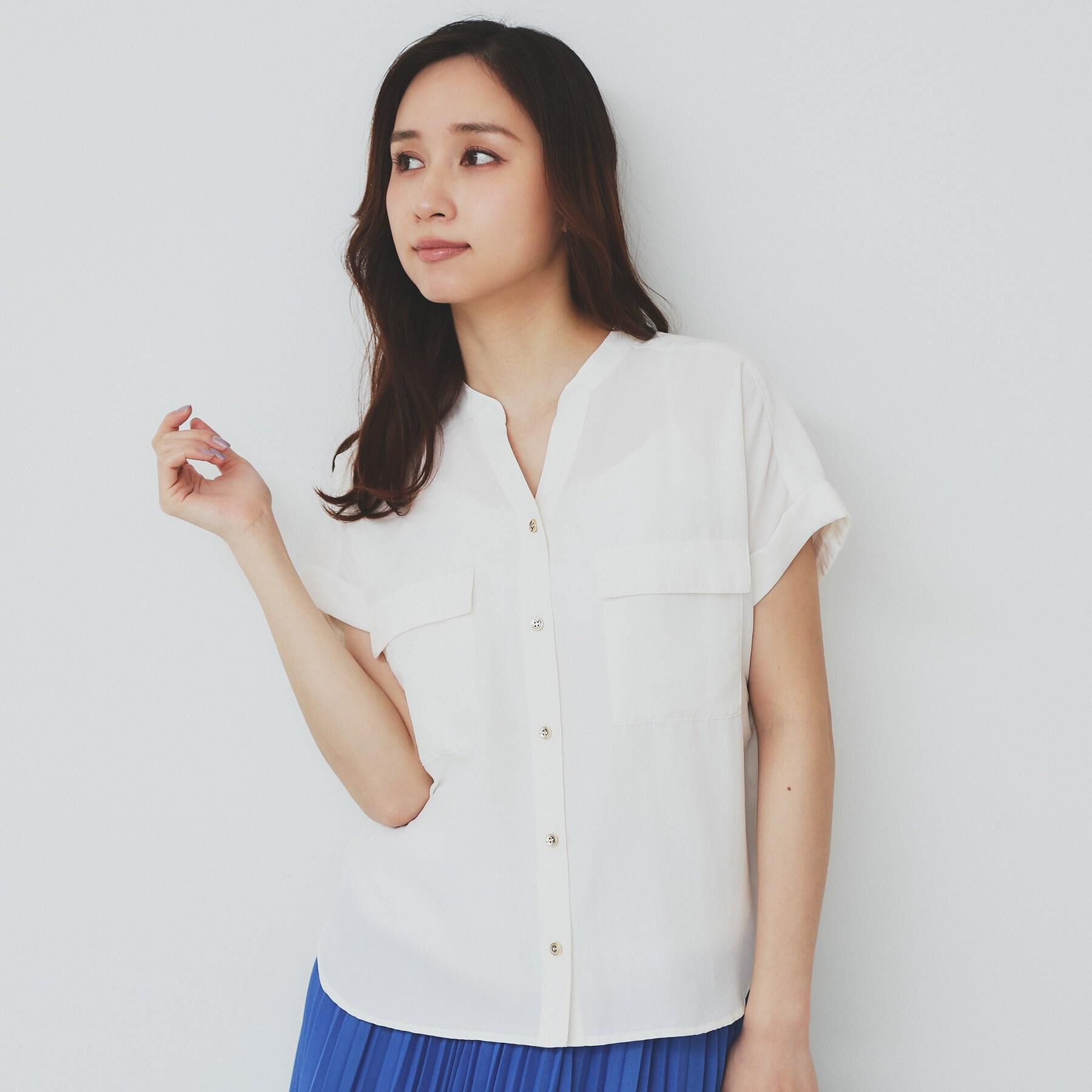 index「ダブルポケットスキッパーブラウス【洗濯機洗い可/イージーアイロン】」|シャツ・ブラウス|