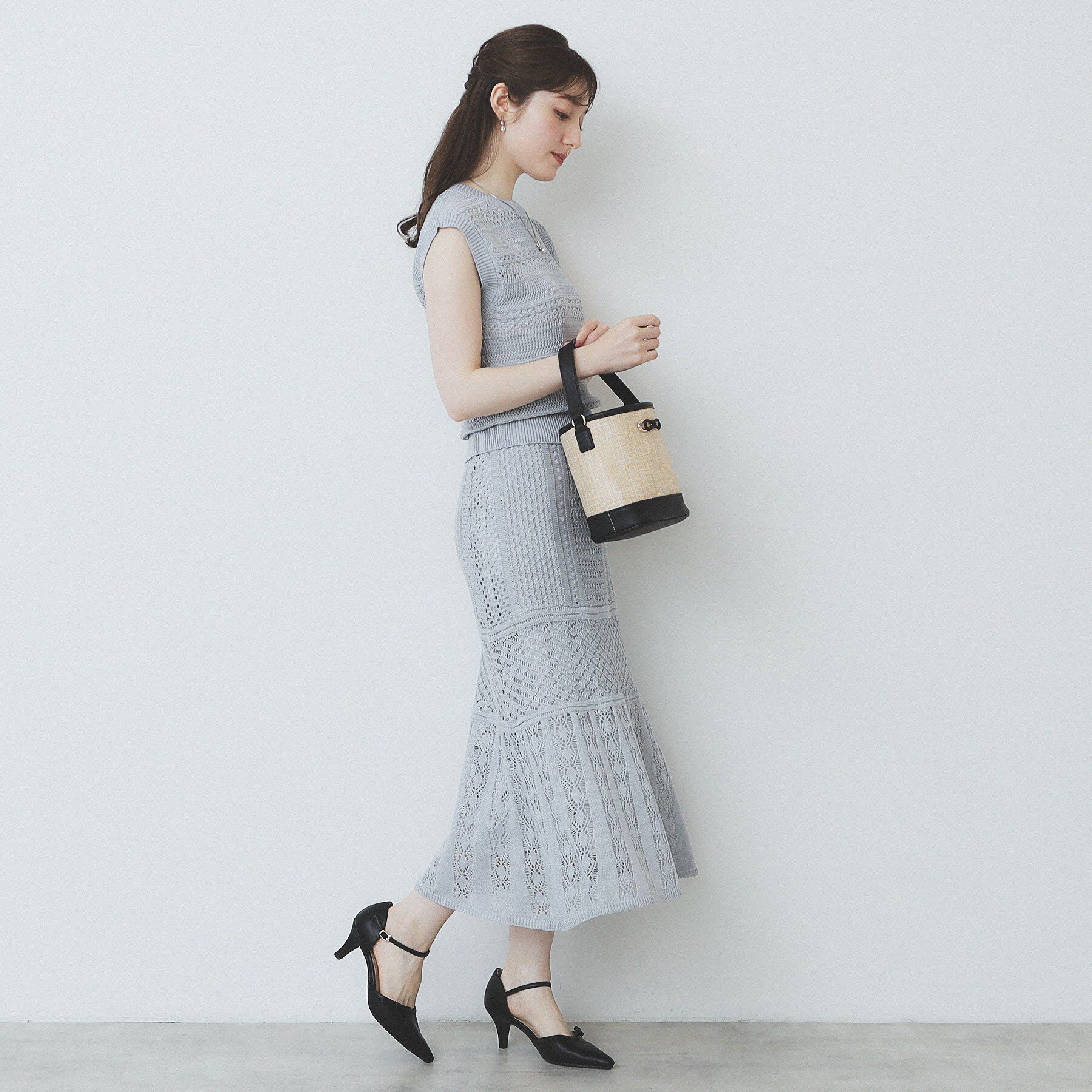 index「透かし編みフレアニットスカート/セットアップ対応【洗濯機洗い可】」|スカート|