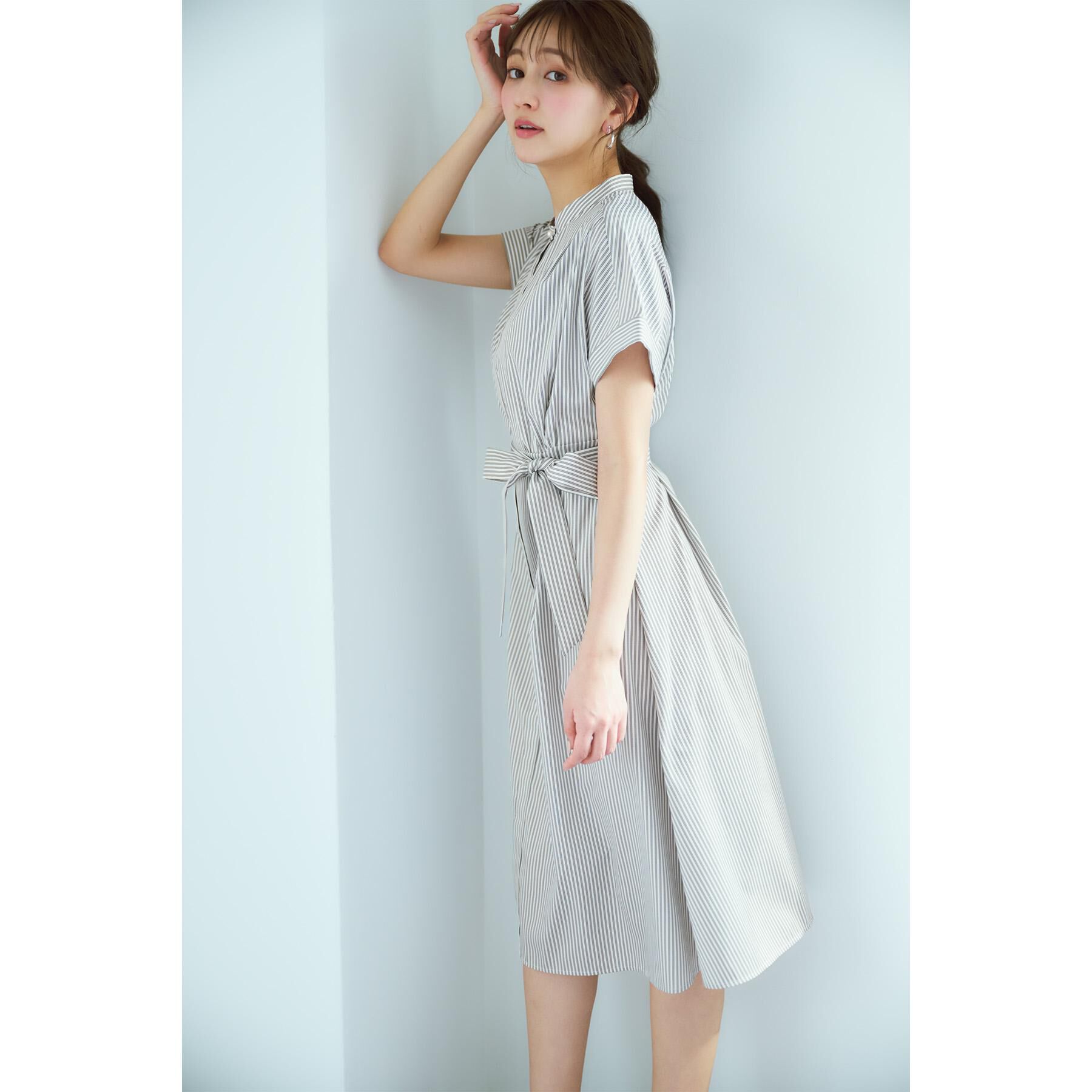 index「《XS-LLサイズ》マルチストライプシャツワンピース【洗濯機洗い可/イージーアイロン/防シワ】」|ワンピース|