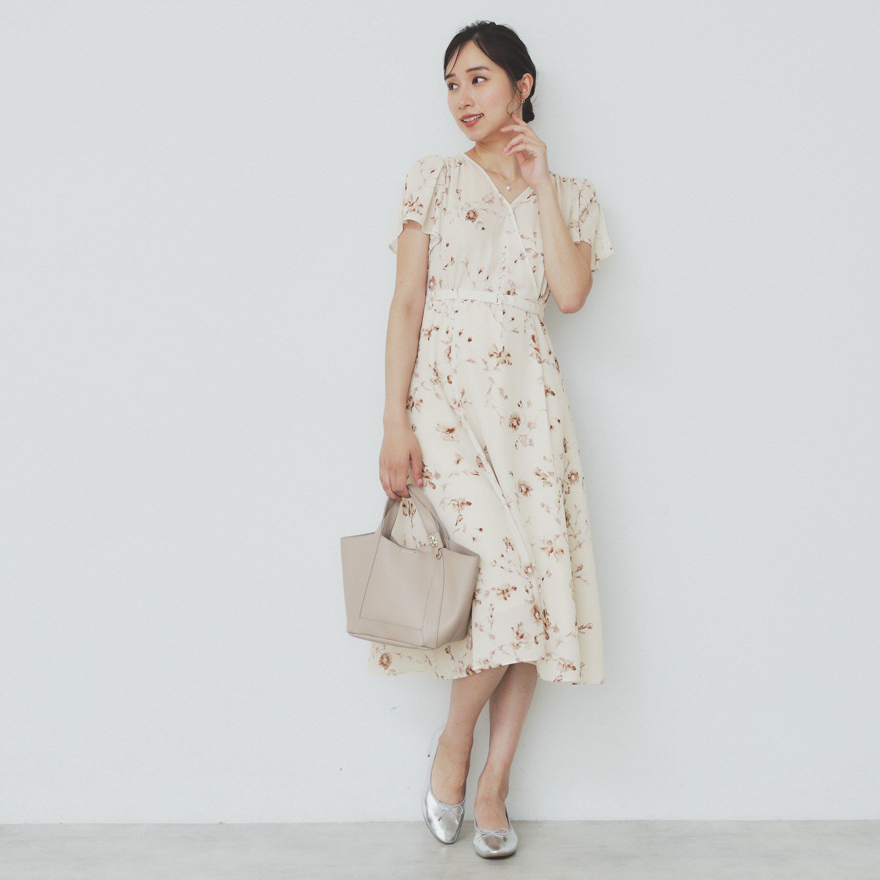 index「カシュクールフラワーワンピース【洗濯機洗い可】」|ワンピース|