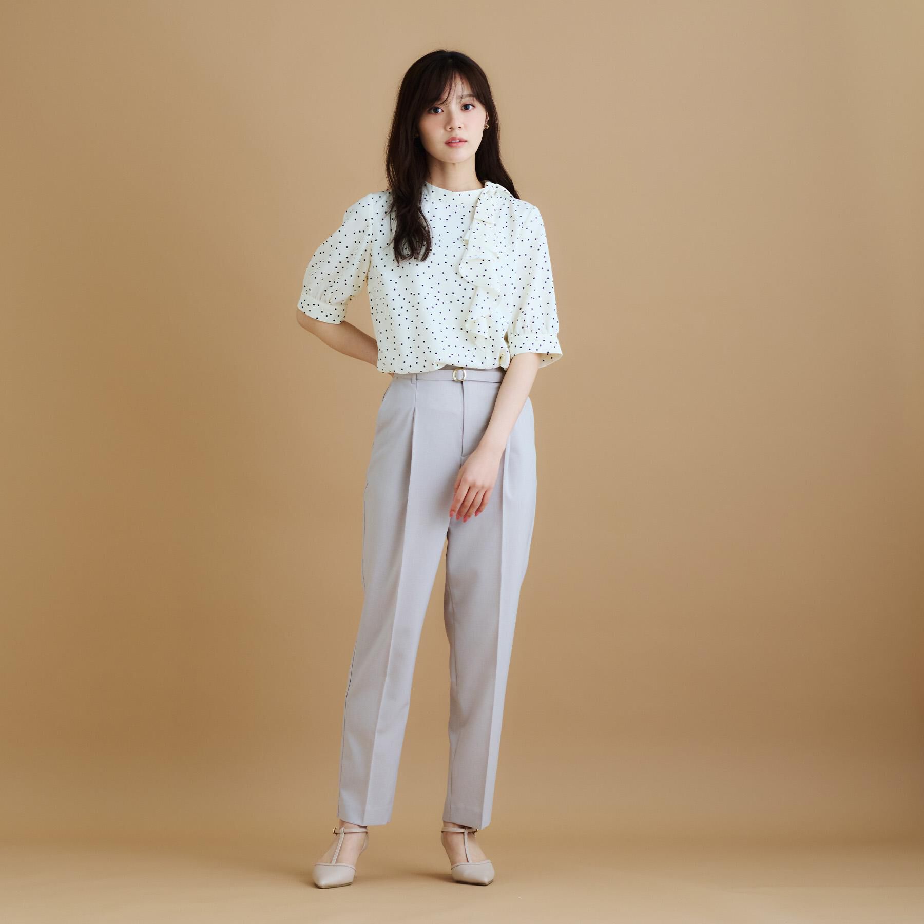 index「ロールカラーアシメフリルリボンブラウス【洗濯機洗い可/イージーアイロン】」|シャツ・ブラウス|