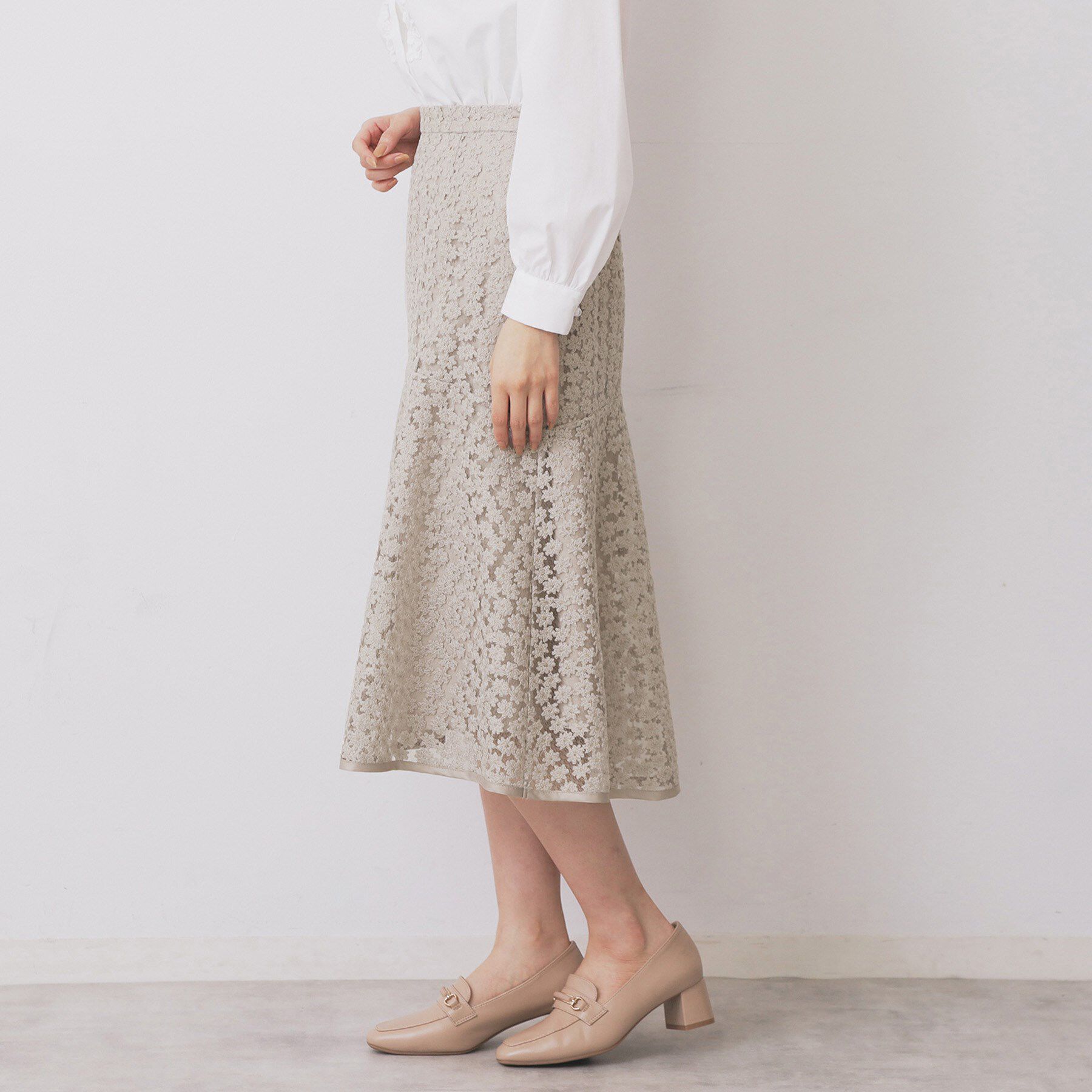 index「小花刺繍チュールマーメイドスカート【洗濯機OK/抗ピル】」|スカート|