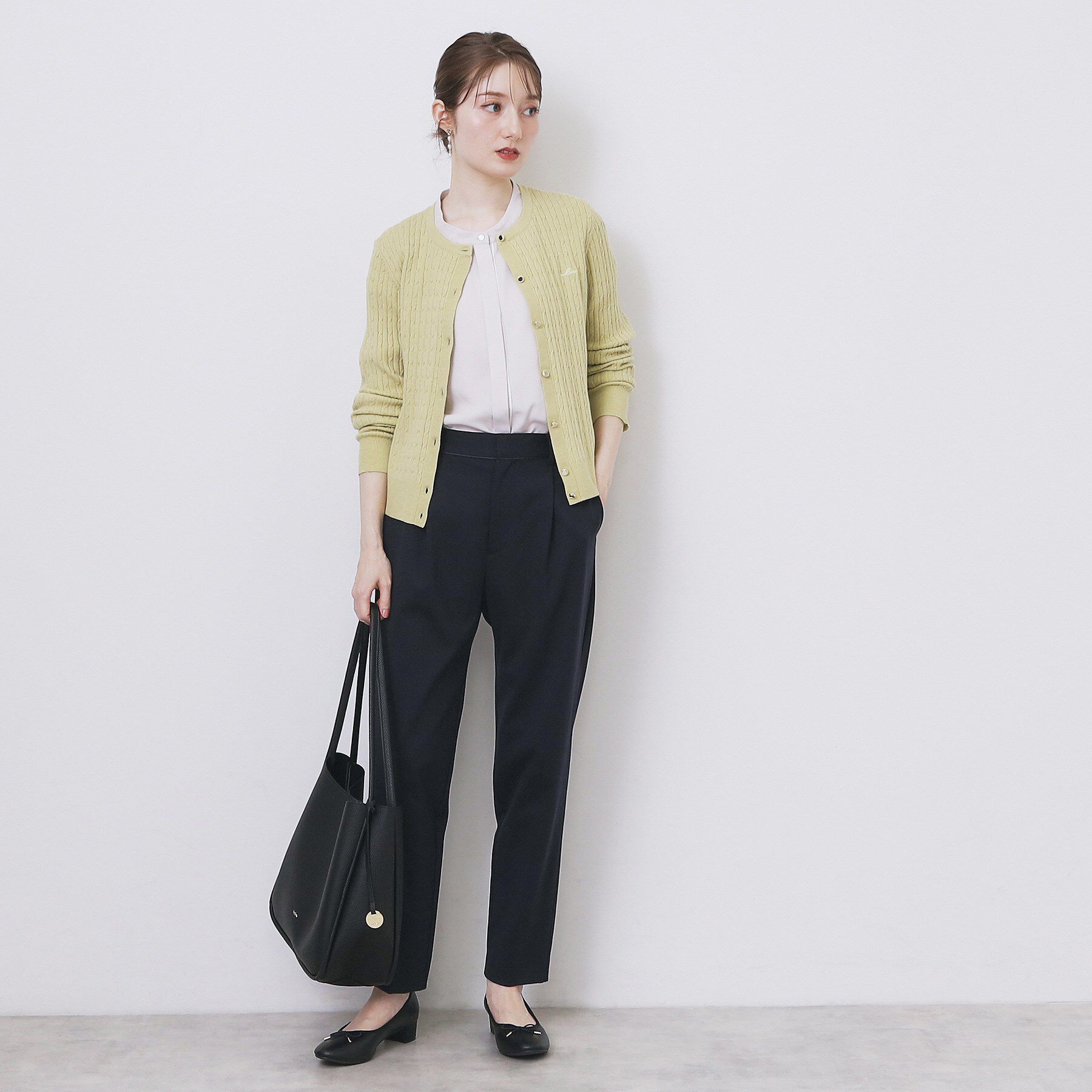 index「クルーネックケーブルカーディガン【洗濯機OK】」|カーディガン|