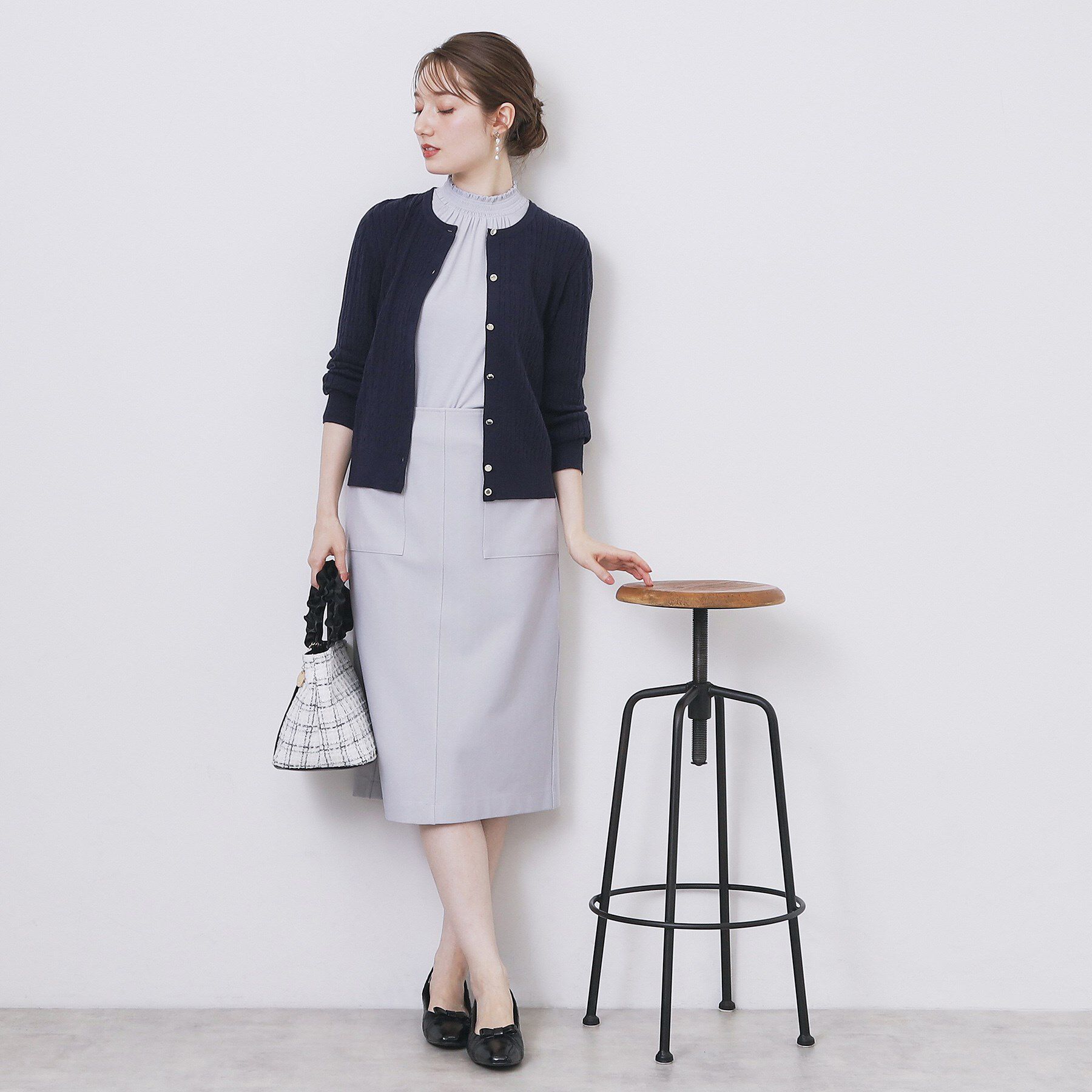 index「クルーネックケーブルカーディガン【洗濯機OK】」|カーディガン|