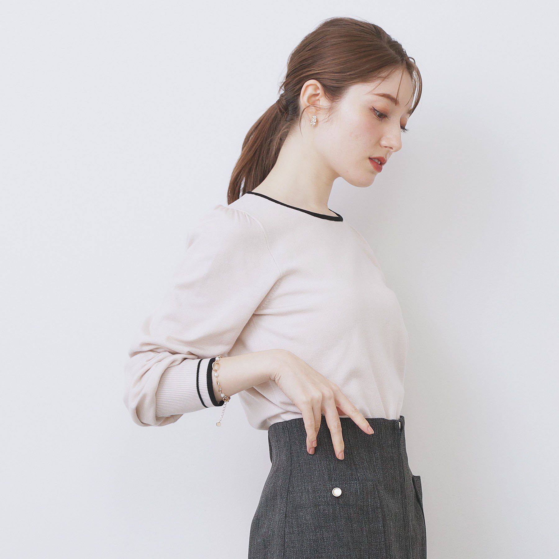 index「バイカラーパフスリーブニット【洗濯機OK】」|ニット・セーター|