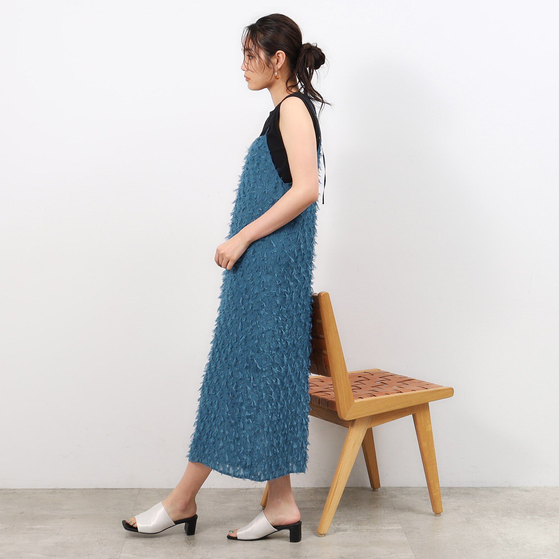 OPAQUE.CLIP「前後2WAYフリンジキャミワンピース【洗濯機洗い可】」|ワンピース|