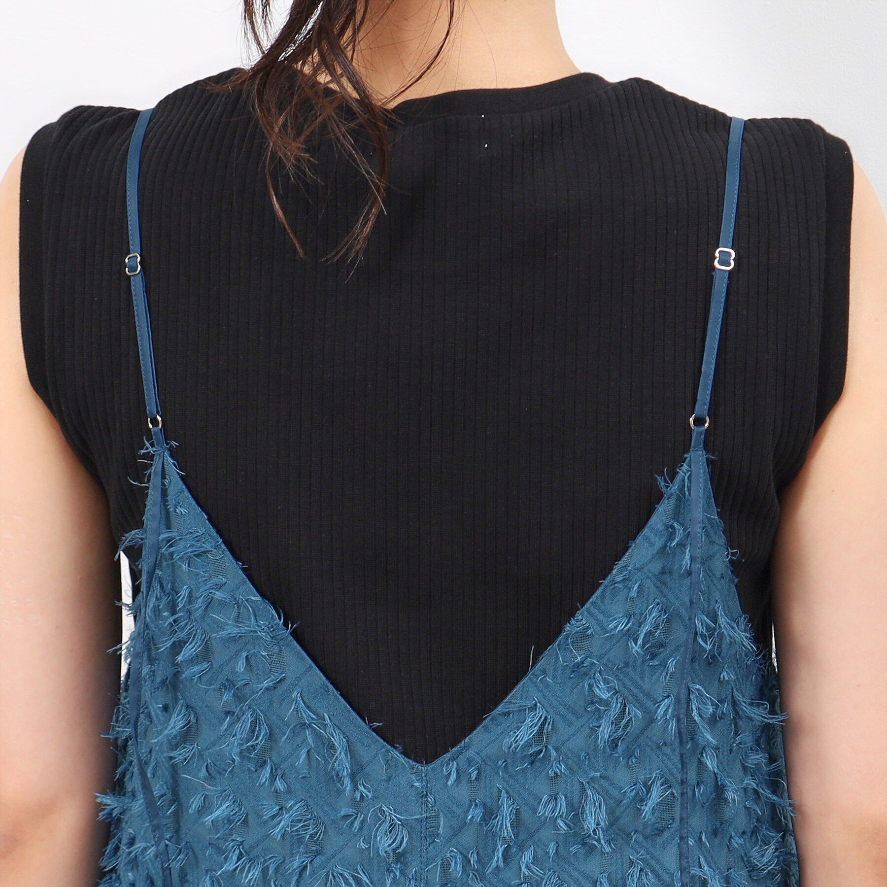 OPAQUE.CLIP「前後2WAYフリンジキャミワンピース【洗濯機洗い可】」|ワンピース|