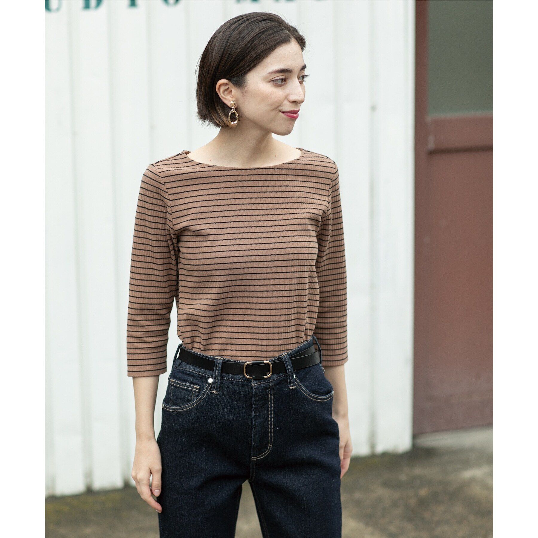 OPAQUE.CLIP「ボートネック7分袖カットソー【洗濯機洗い可】」|Tシャツ・カットソー|