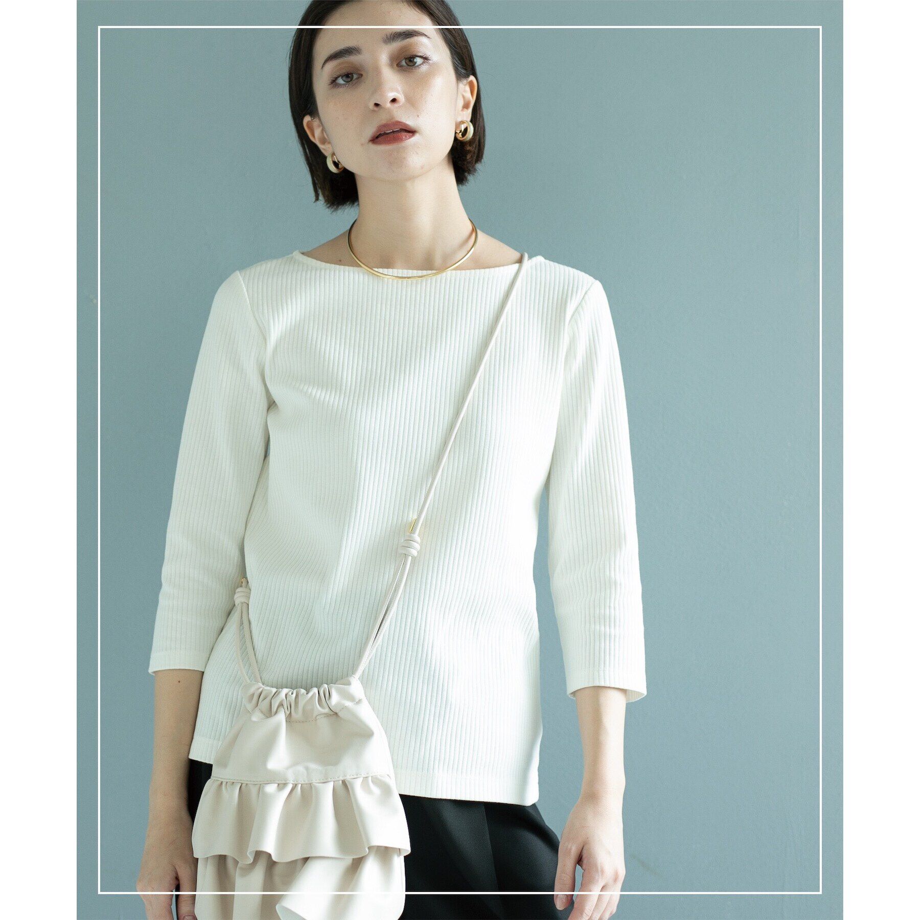 OPAQUE.CLIP「ボートネック7分袖カットソー【洗濯機洗い可】」|Tシャツ・カットソー|