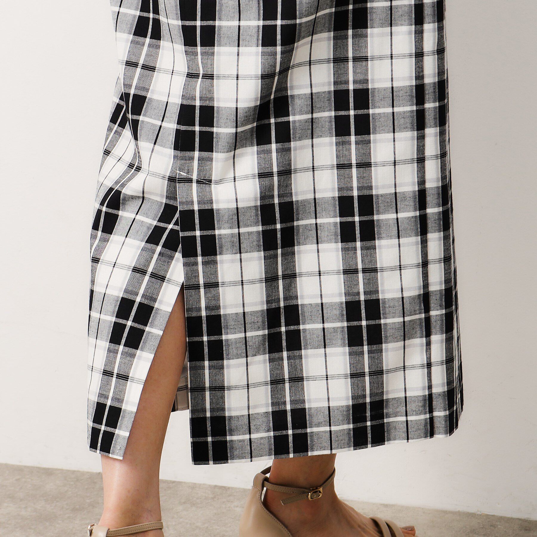 OPAQUE.CLIP「《美人百花掲載》マドラスチェックタイトスカート【洗濯機洗い可】」|スカート|